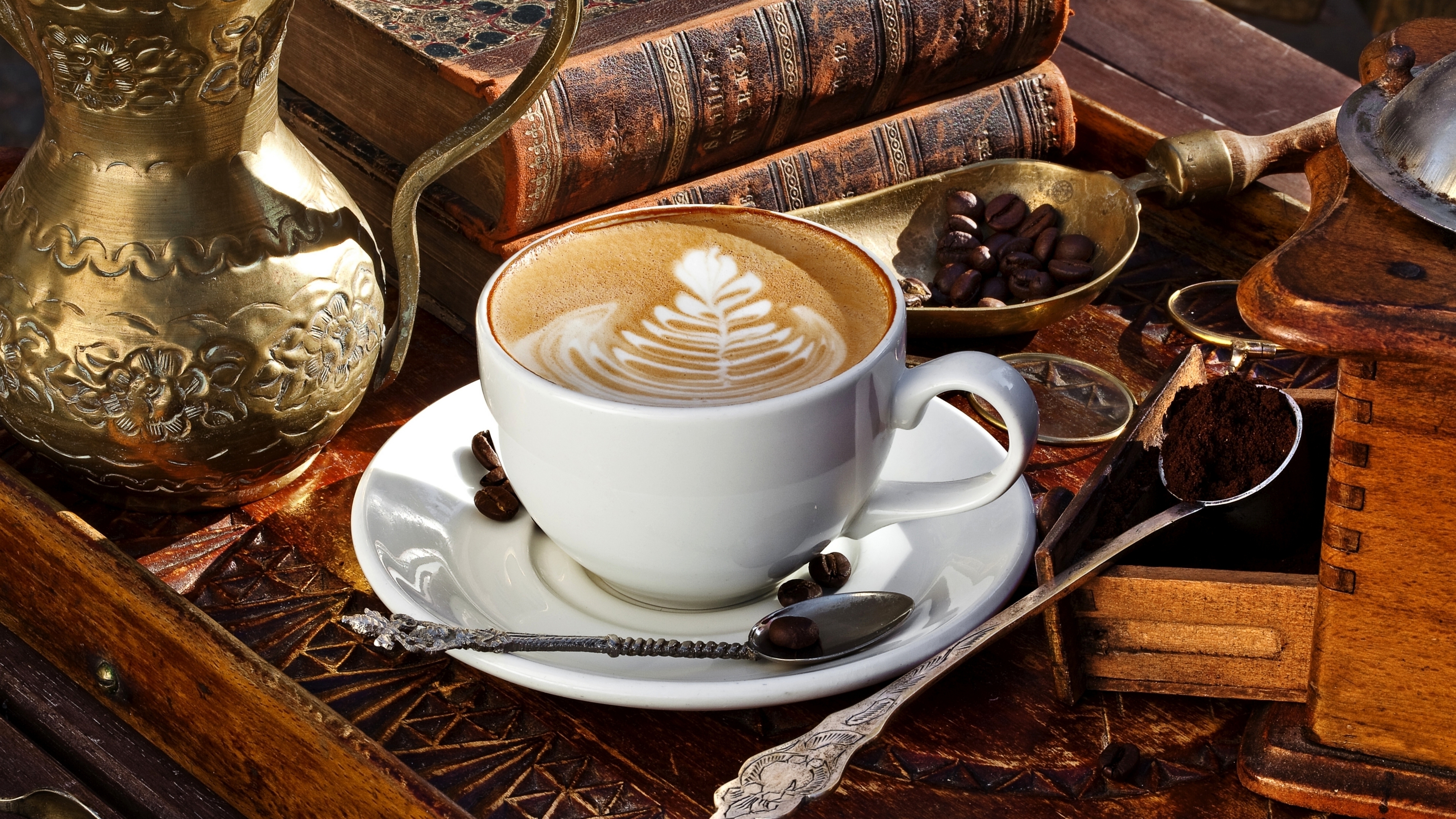 Coffee and Books 4K wallpaper