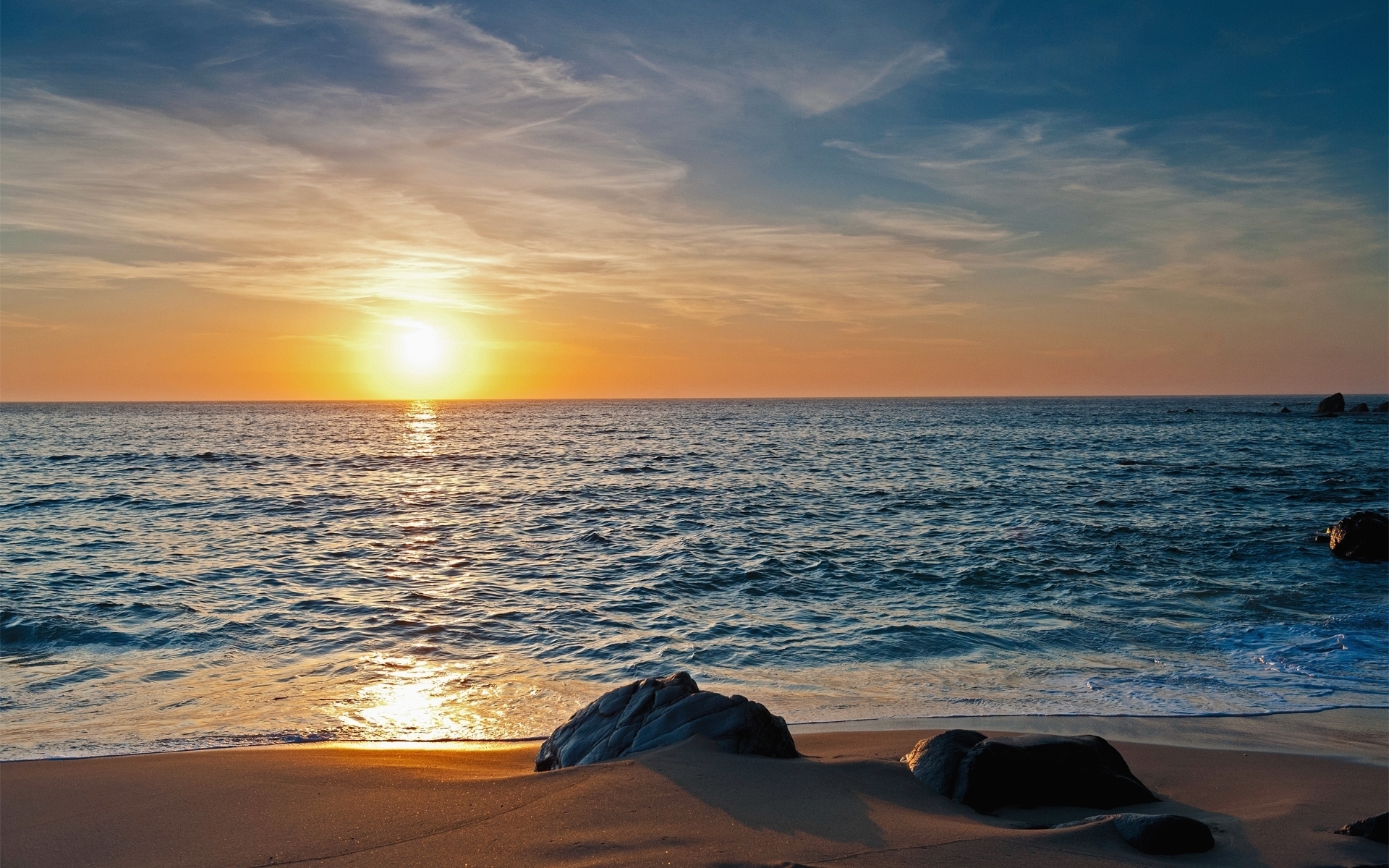 Beach Sunset Landscape View HD wallpaper