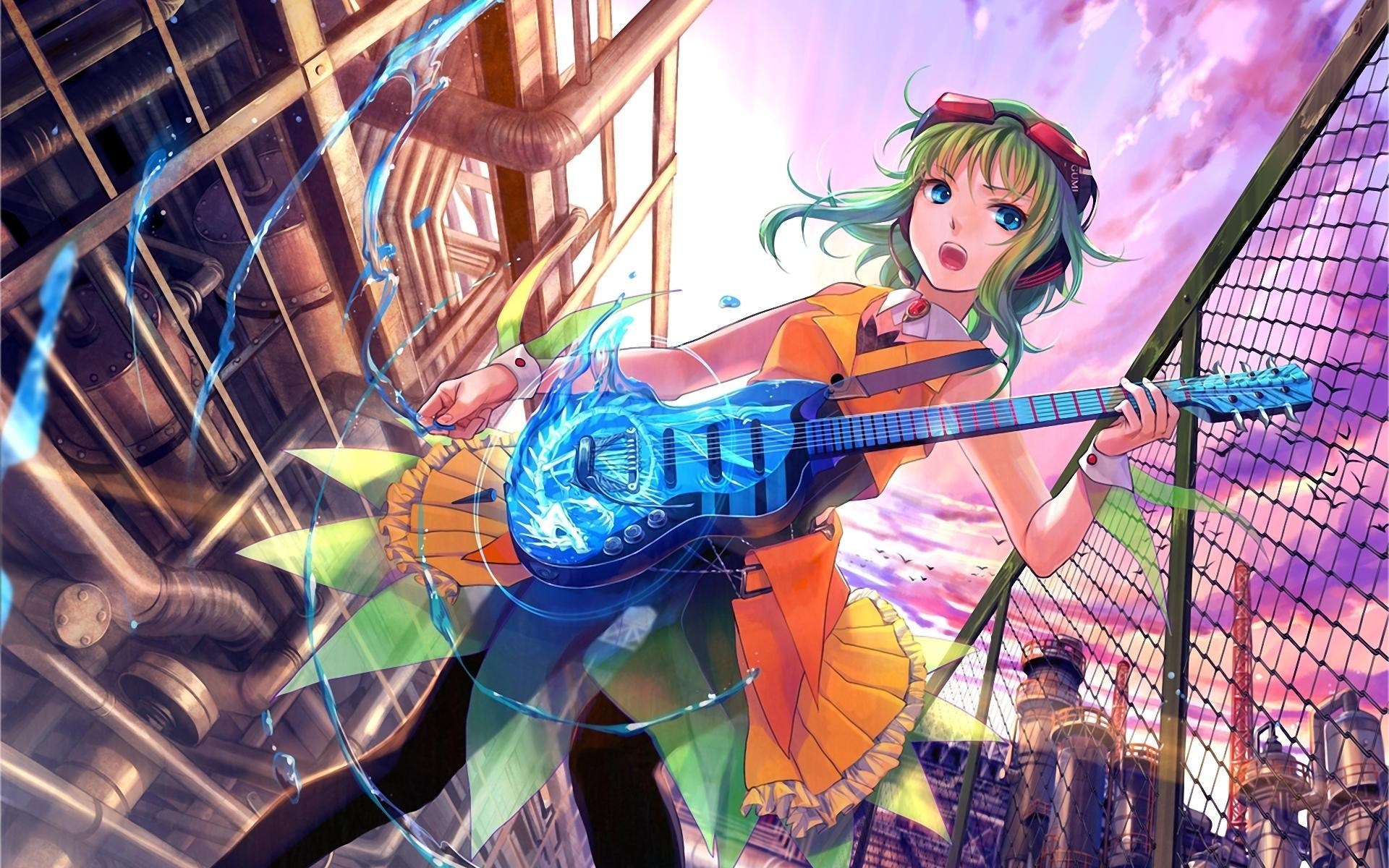Anime Girl With Guitar HD wallpaper
