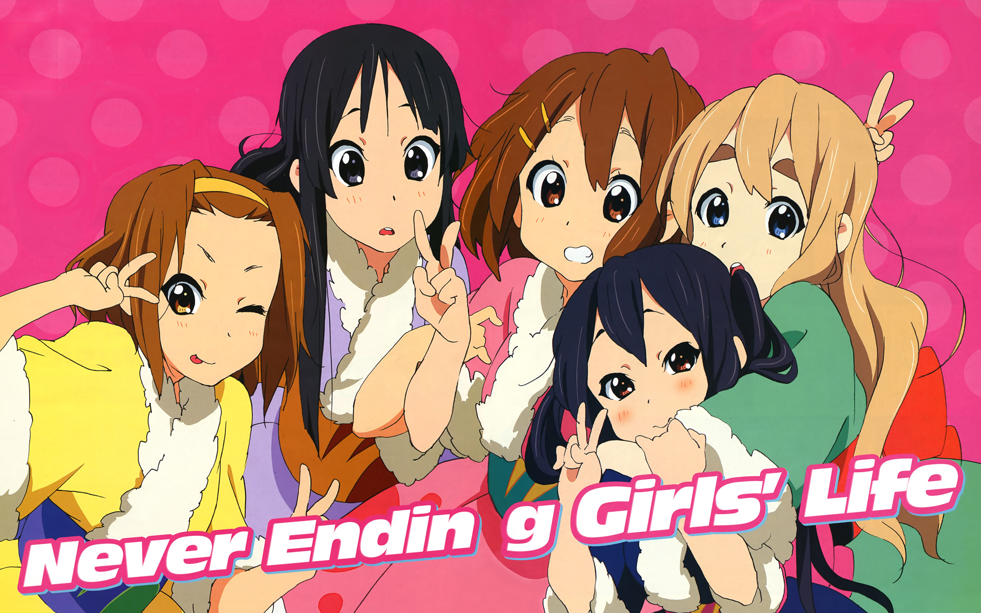 5 Anime Friends Girls HD wallpaper