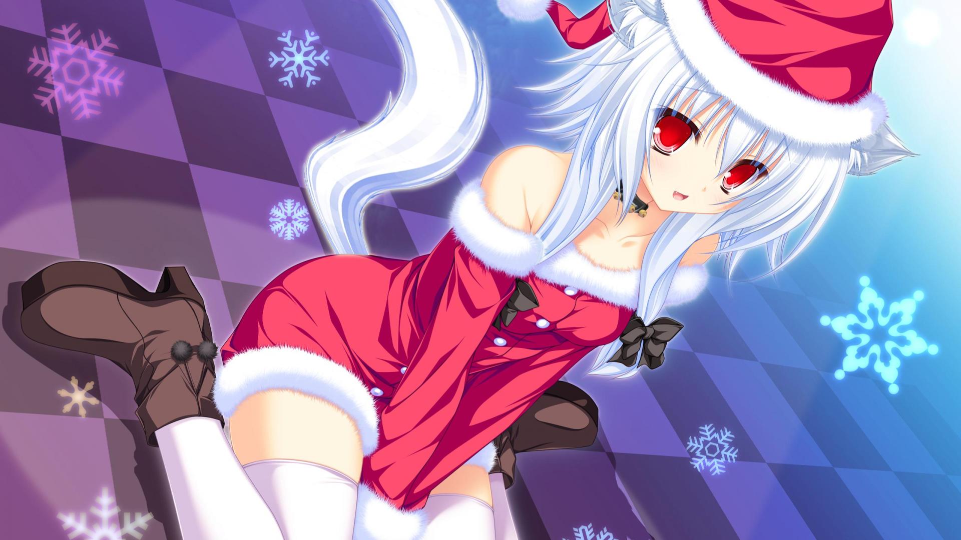 Cute Christmas Anime Girl HD wallpaper