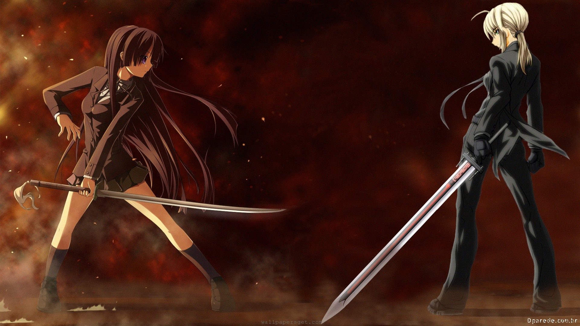 Anime Girl Fighting HD wallpaper