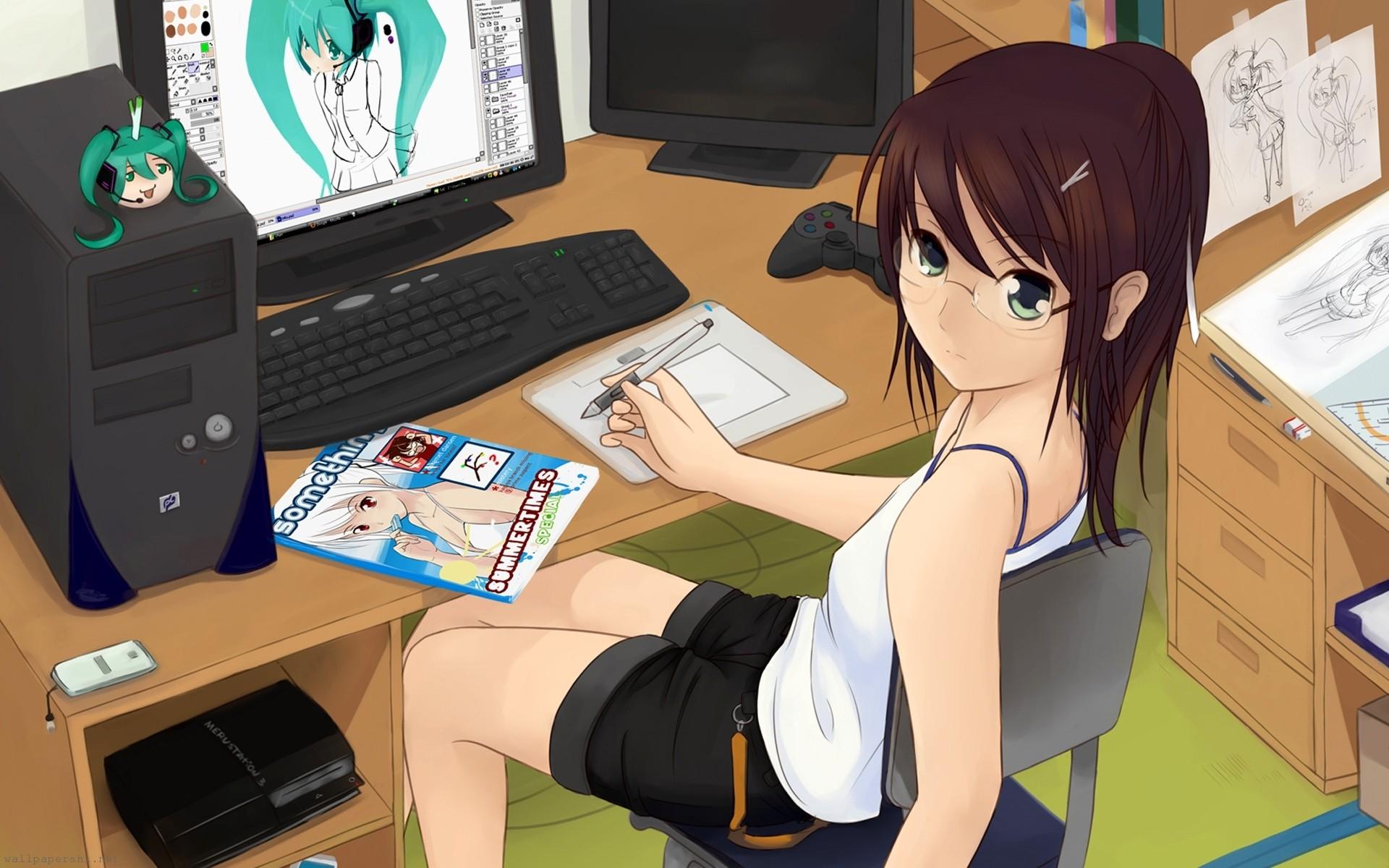 Anime Girl Glasses 5299 HD wallpaper