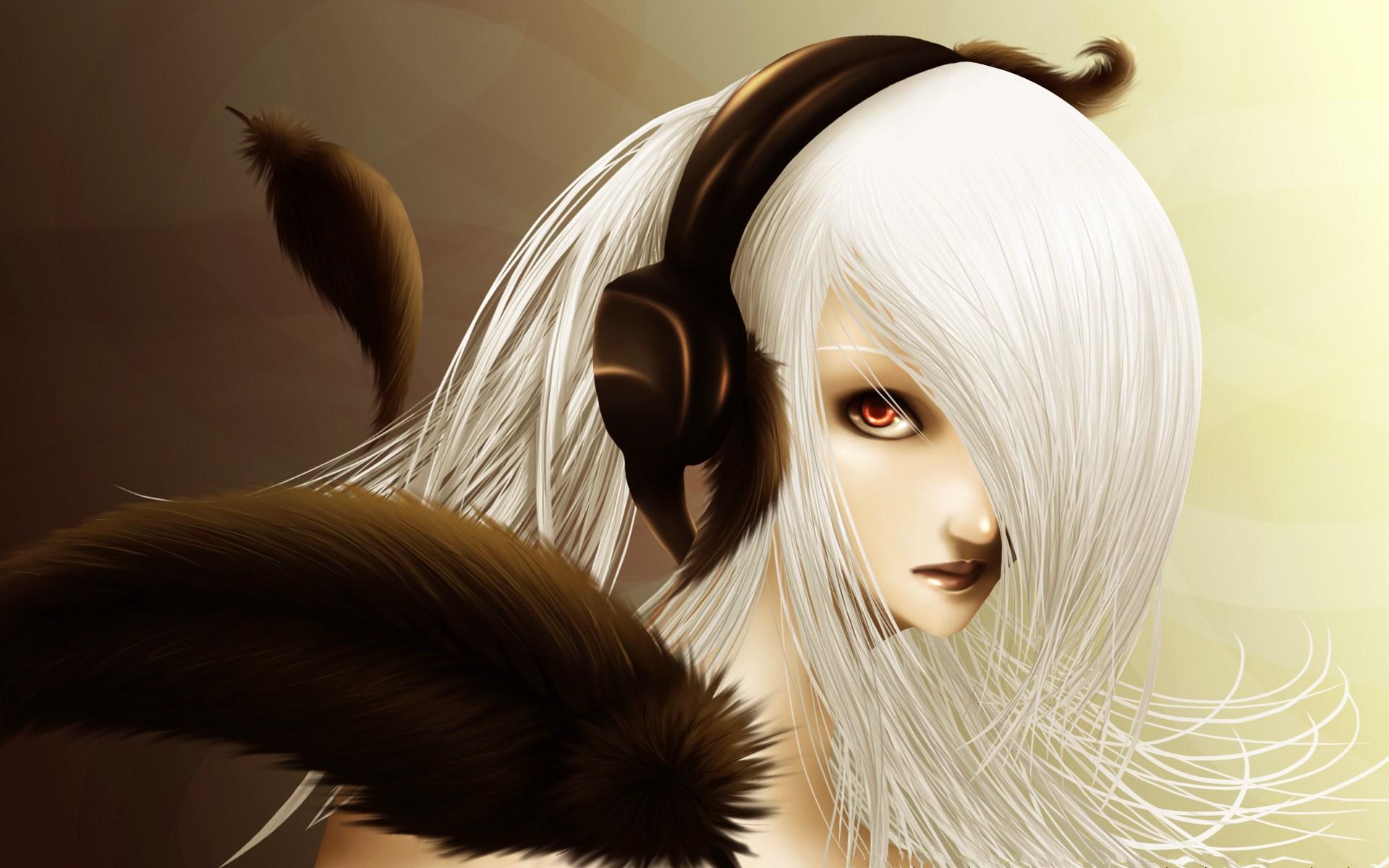 Anime Girl White Hair HD wallpaper