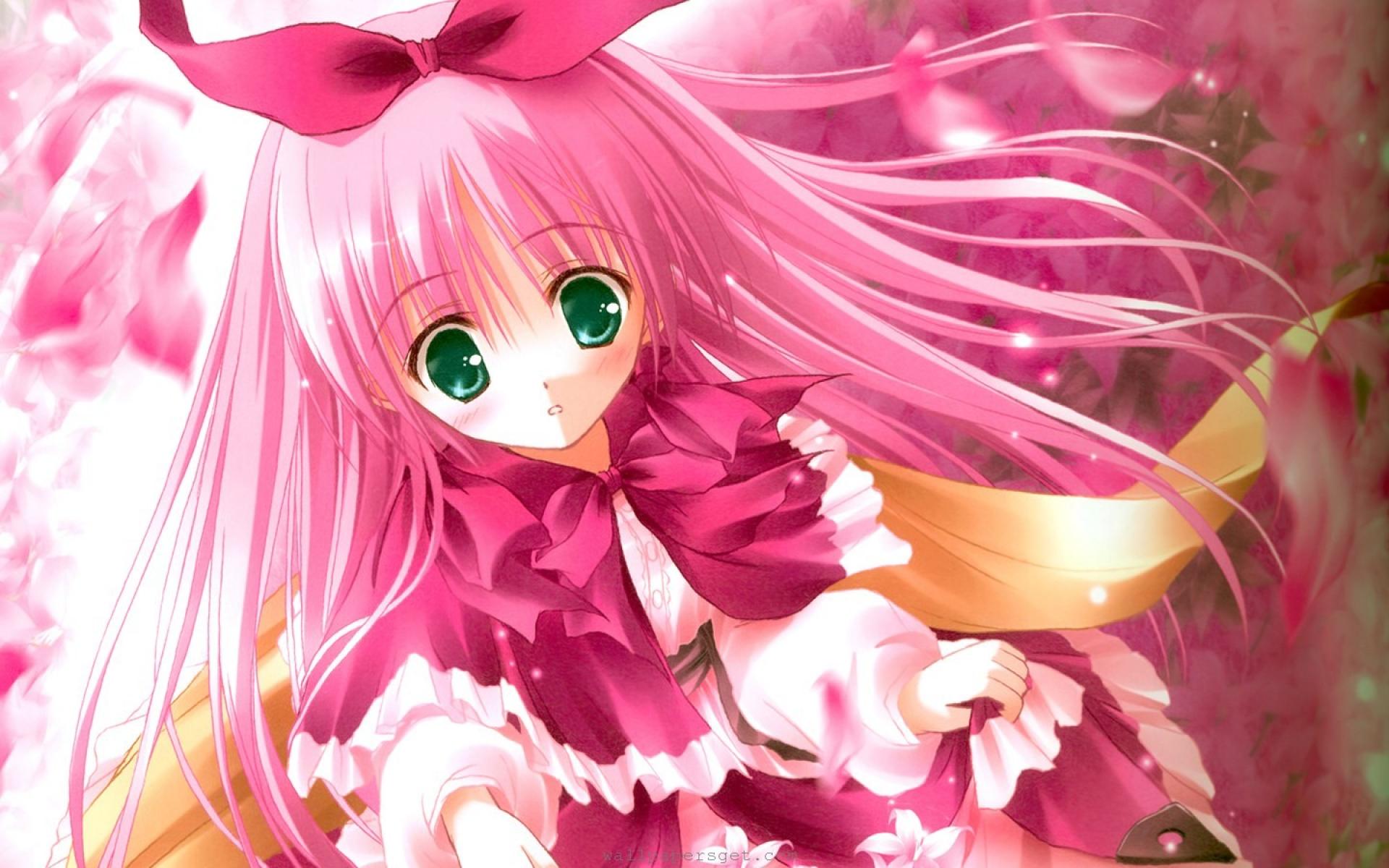 2. Cute anime girl with pink hair and blue eyes - wide 7