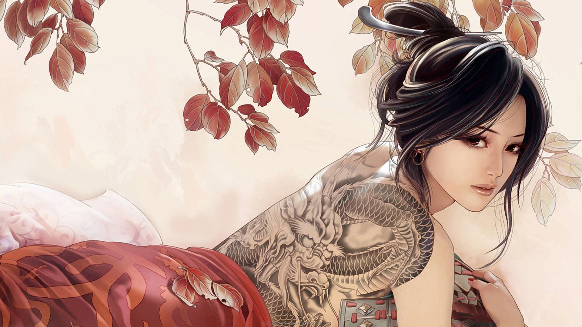 Tattoo Girl Anime HD wallpaper
