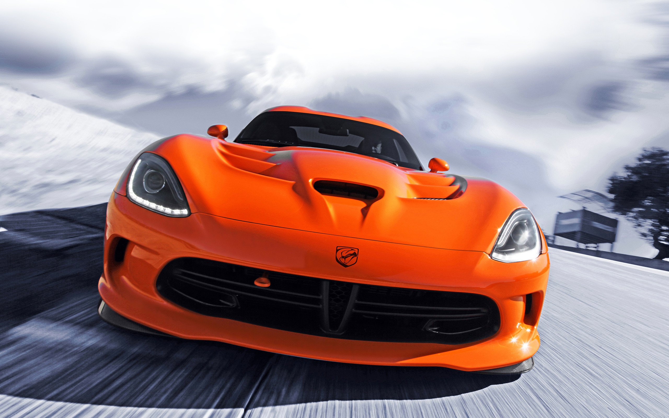 Orange Dodge Viper HD wallpaper