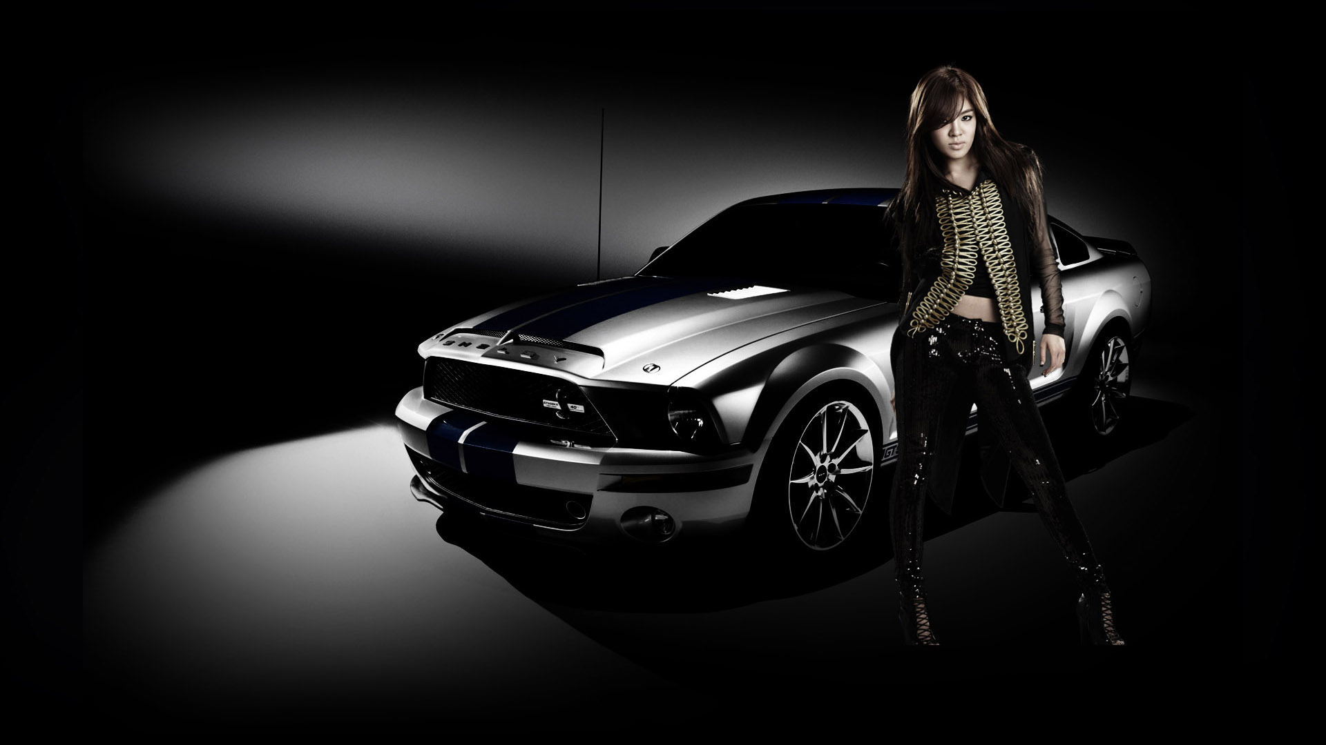 Asian Girl Ford Mustang HD wallpaper