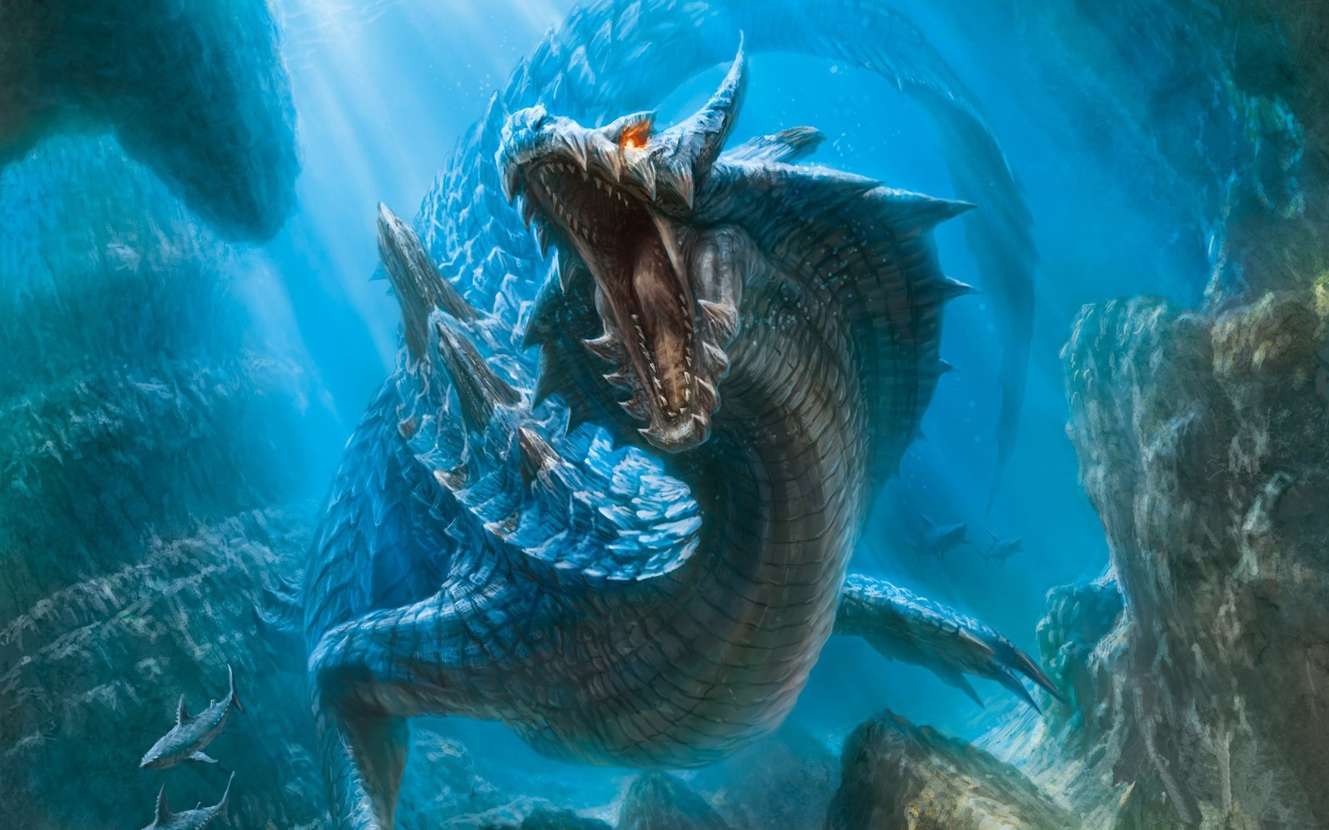 Dragon In The Underwater World HD wallpaper