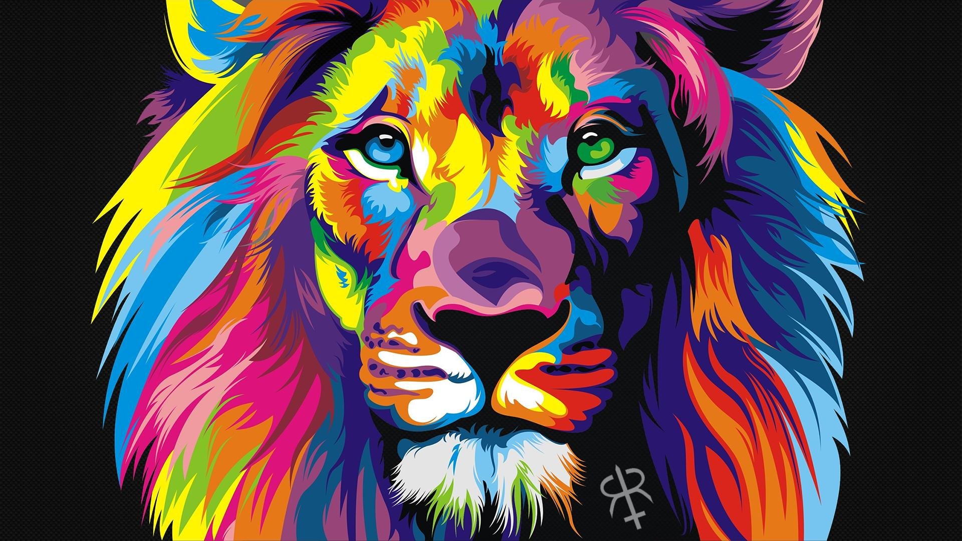 Colorful Lion HD wallpaper