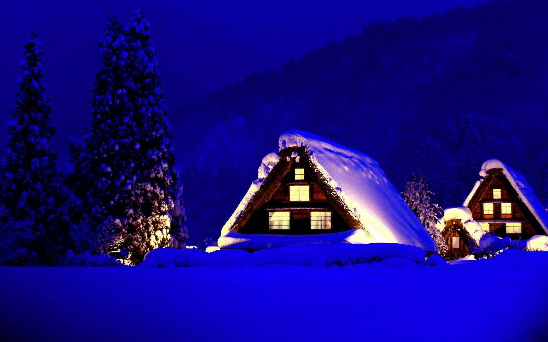 House Covered With Snow Hd Wallpaper