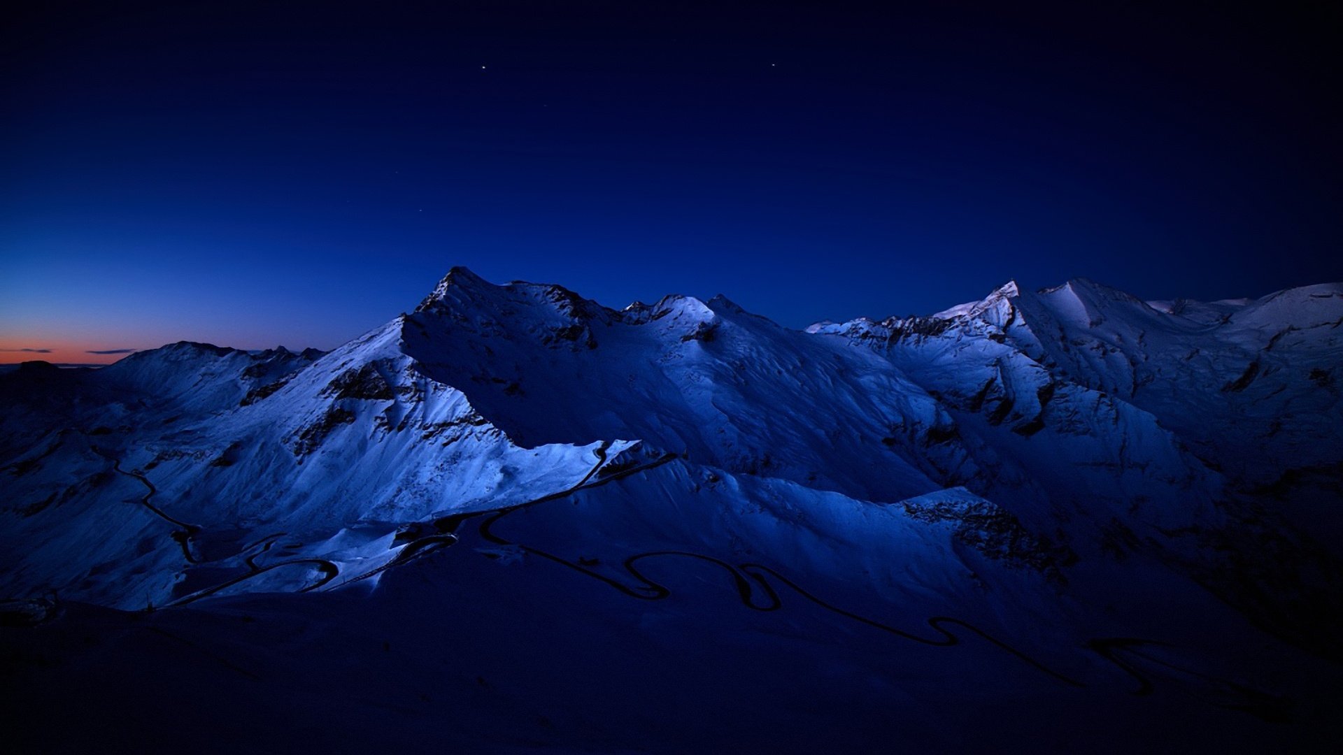 Night Mountain Range HD wallpaper