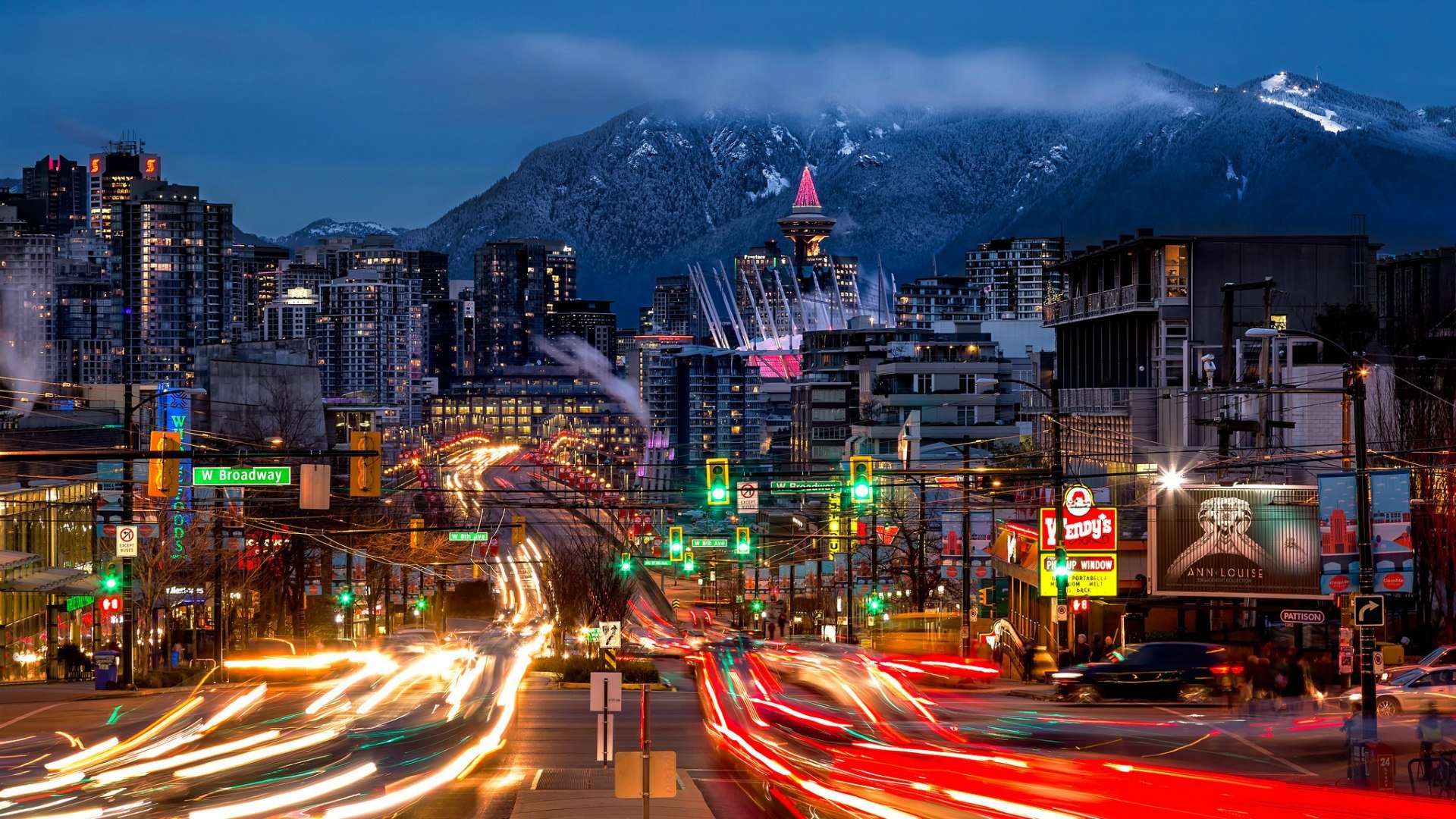 Night City of Vancouver Canada HD wallpaper