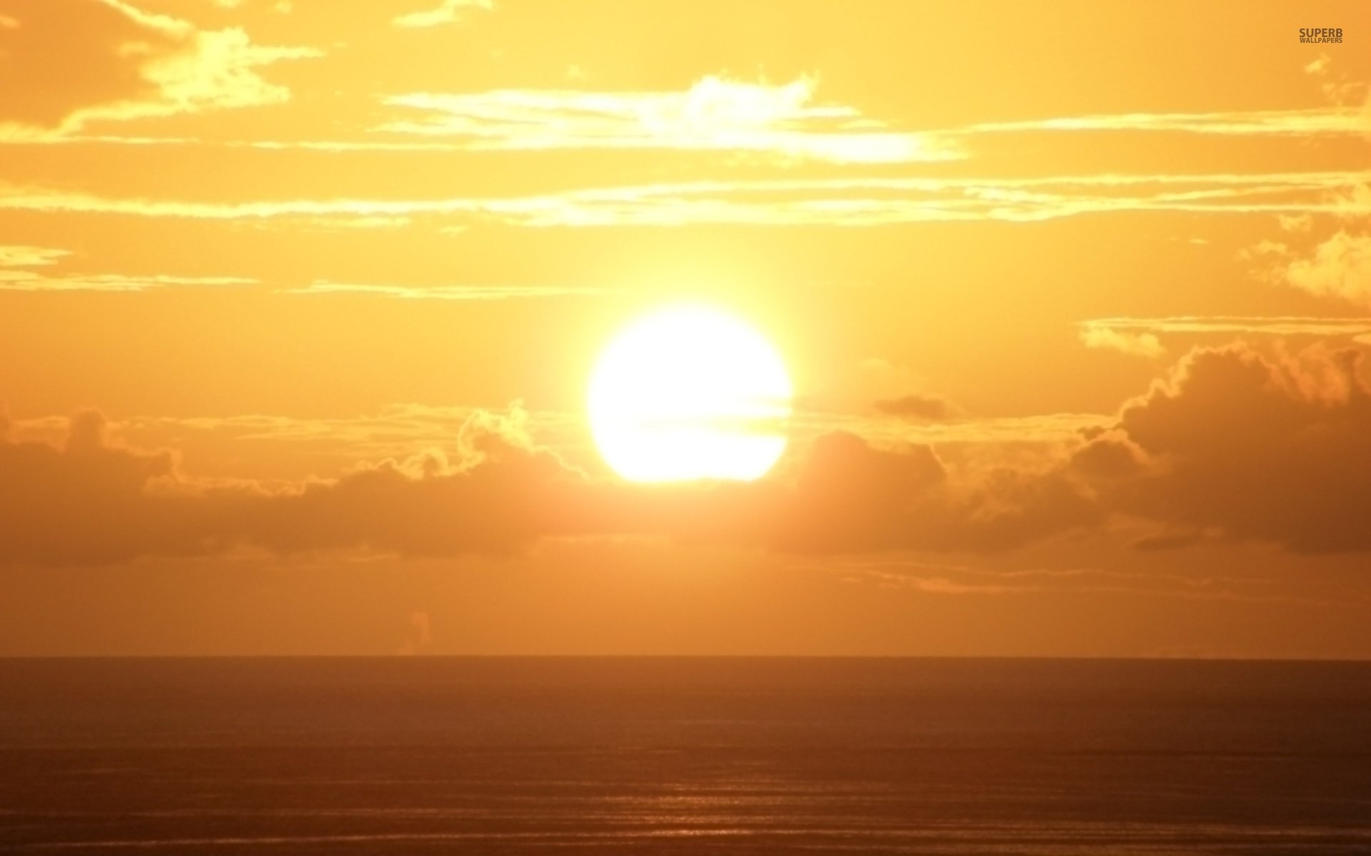 Bright Sunset Above The Ocean HD wallpaper