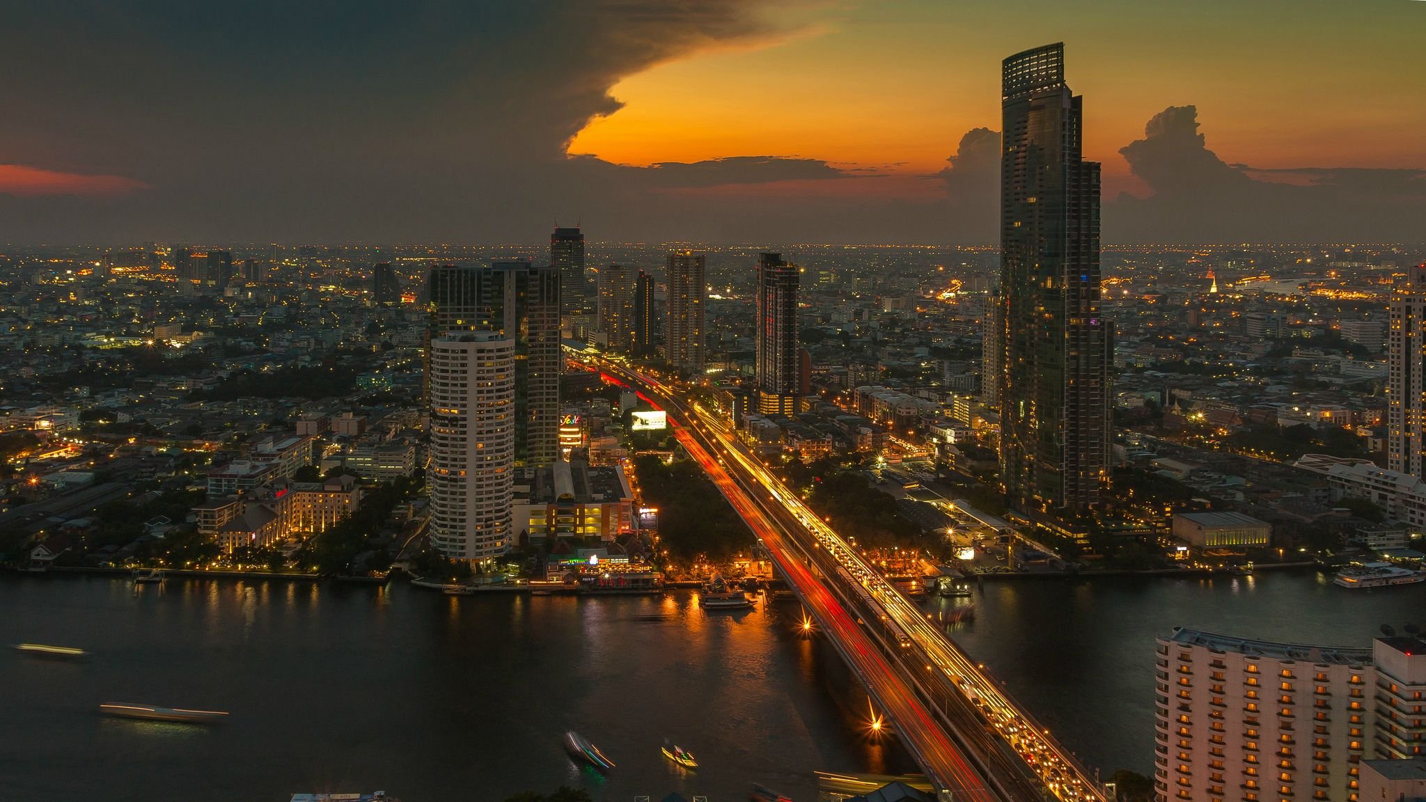 Sunset in Bangkok Thailand HD wallpaper