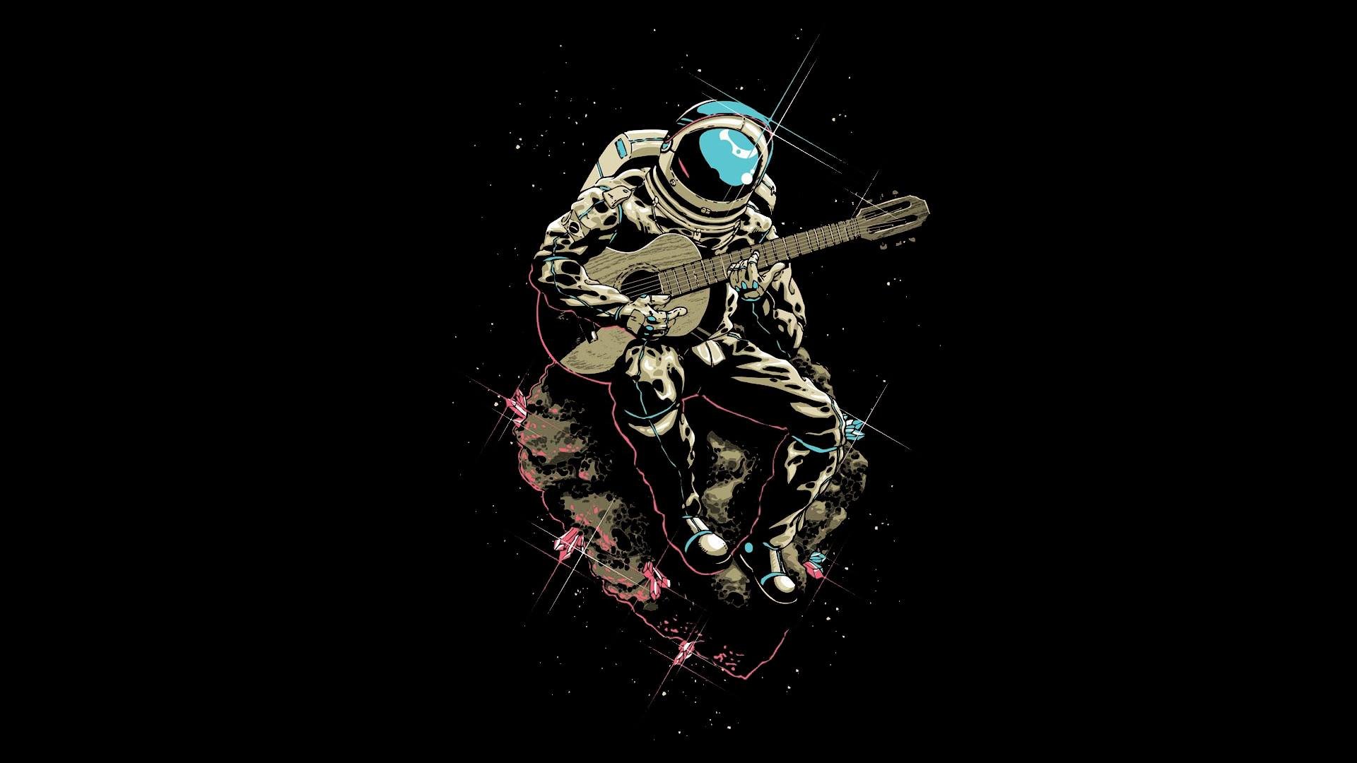 Astronaut Plays Guitar HD wallpaper