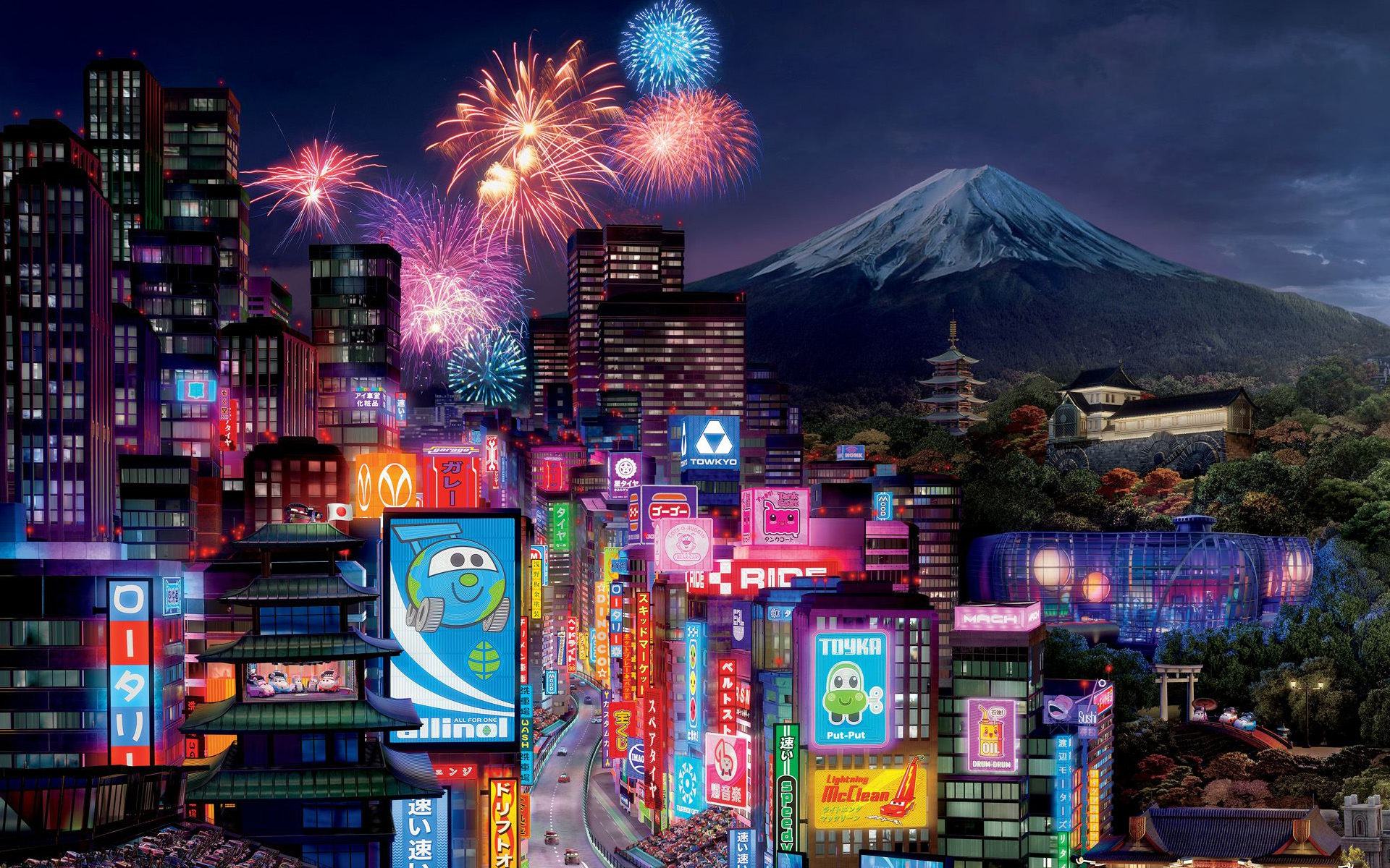 Tokyo City in Cars 2 HD wallpaper