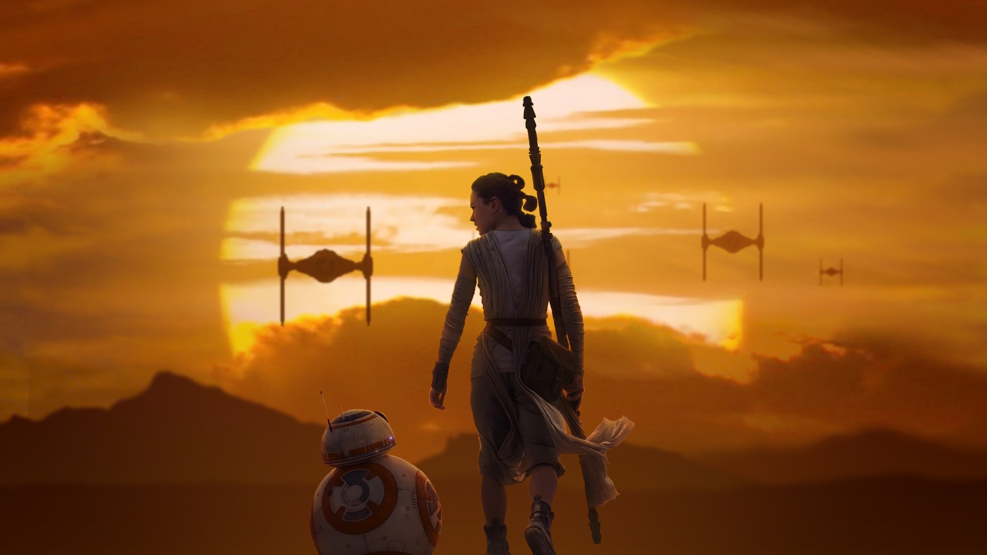 Rey and BB Star Wars The Force Awakens HD Wallpaper.