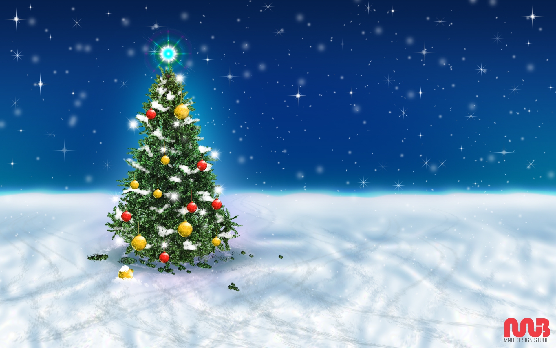 Christmas Tree Snow Sky HD wallpaper
