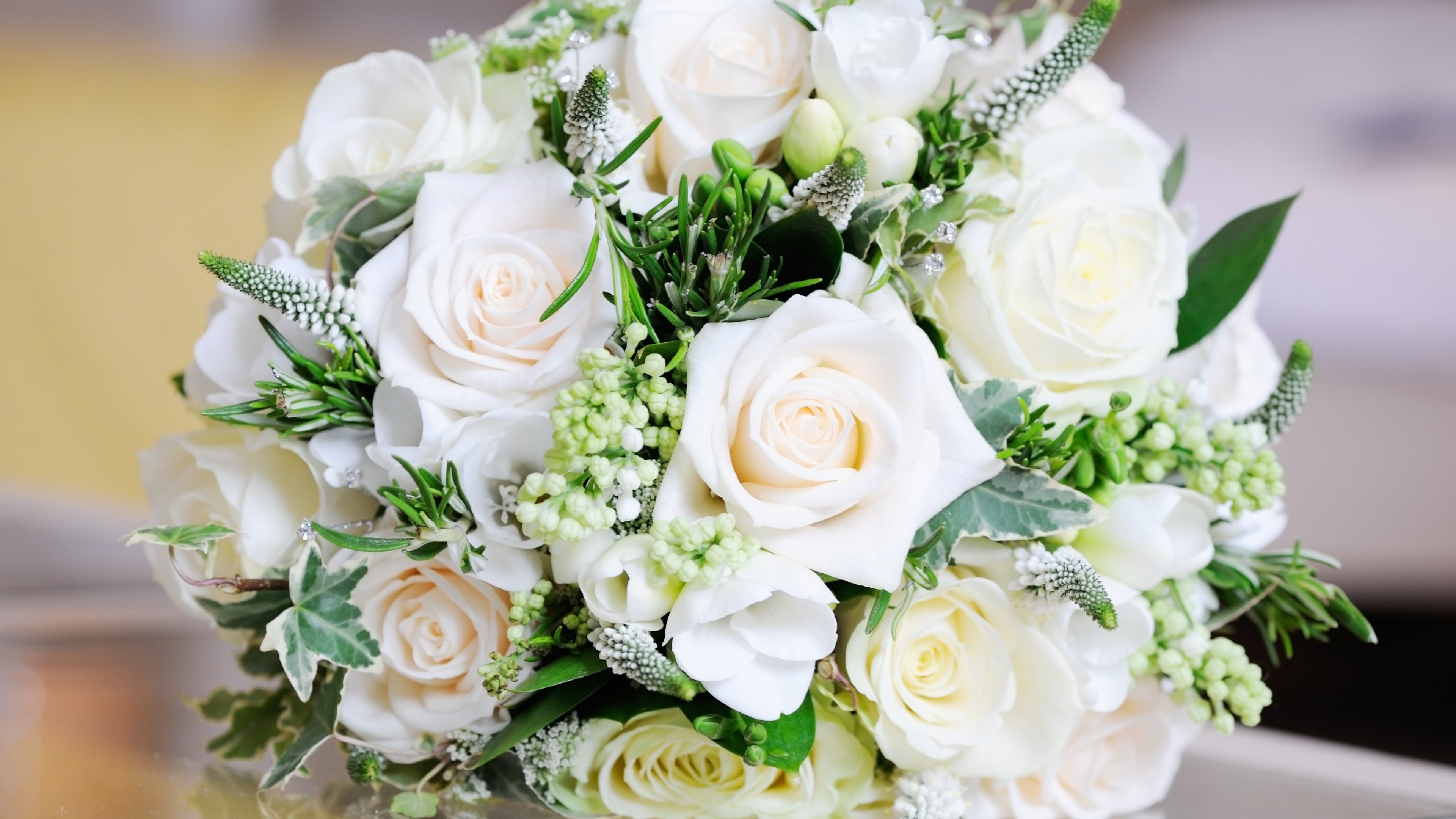 Beautiful White Roses Bouquet 4k Wallpaper