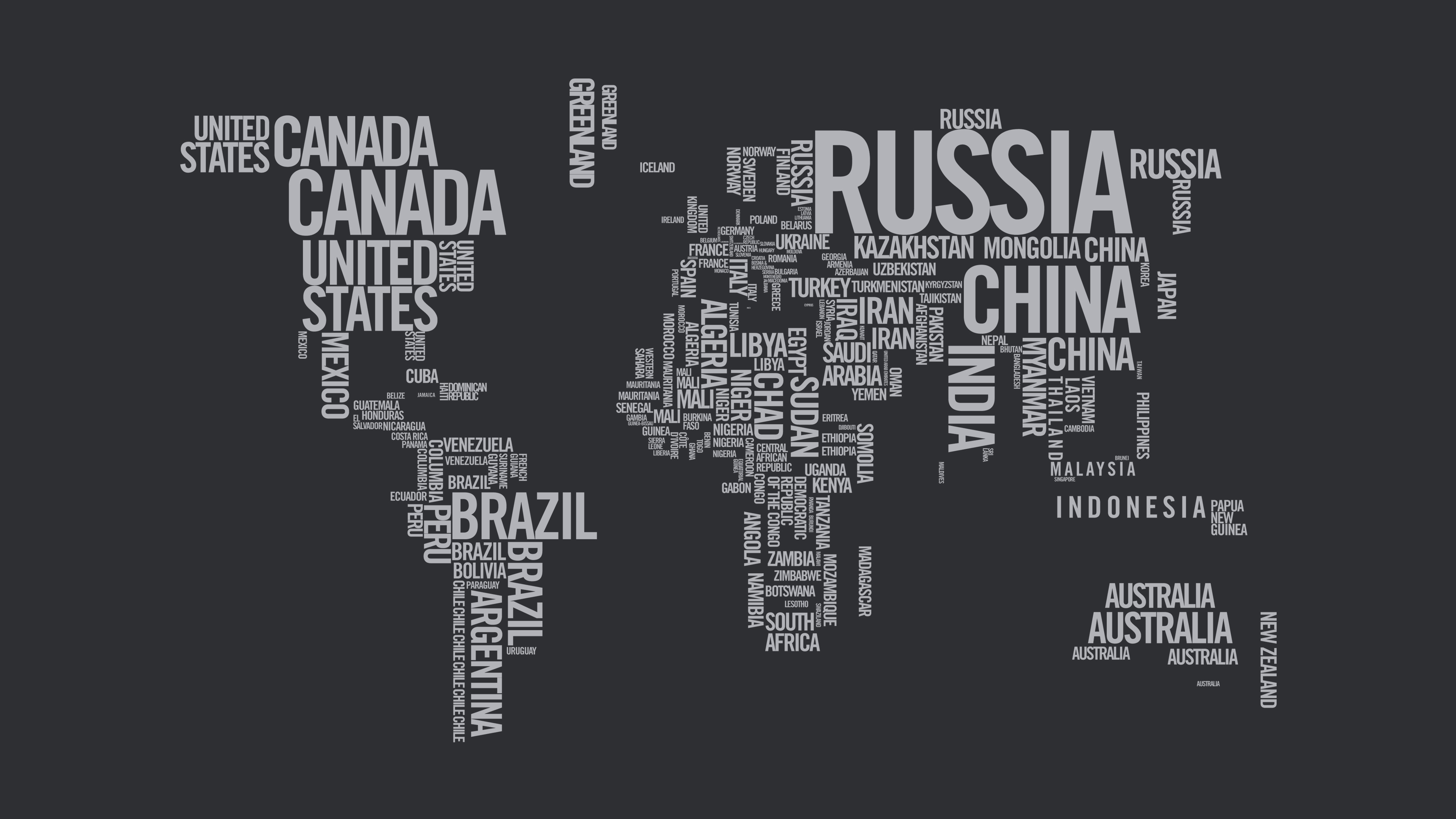 World Map Typography 4K wallpaper
