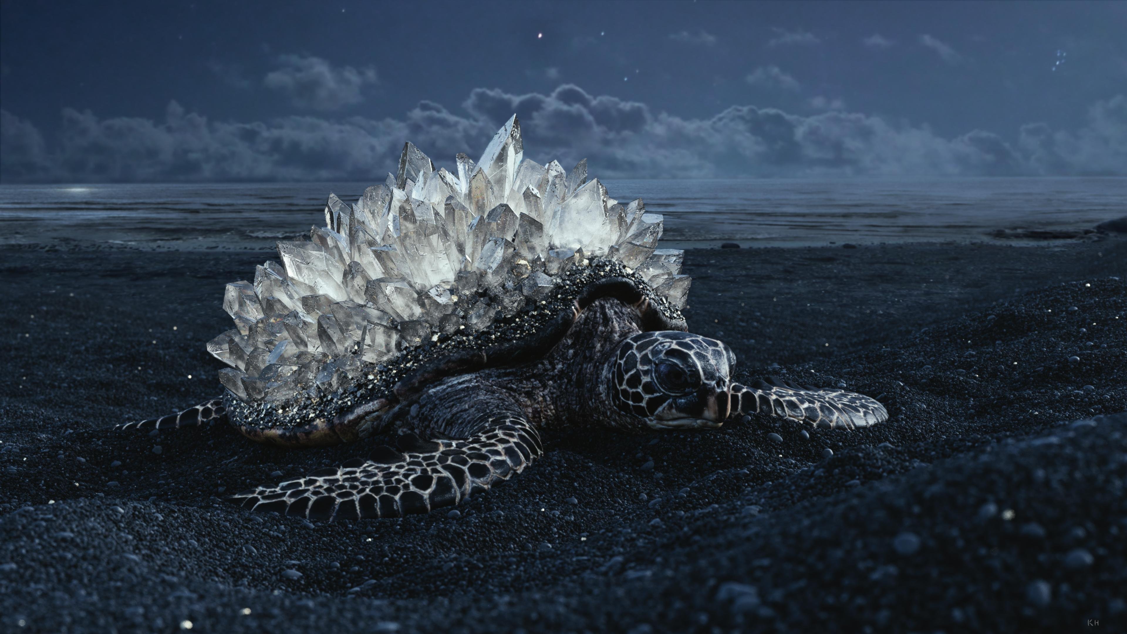 old-rook128: /Imagine Prompt: a giant sea turtle with a island on its back.  4k resolution