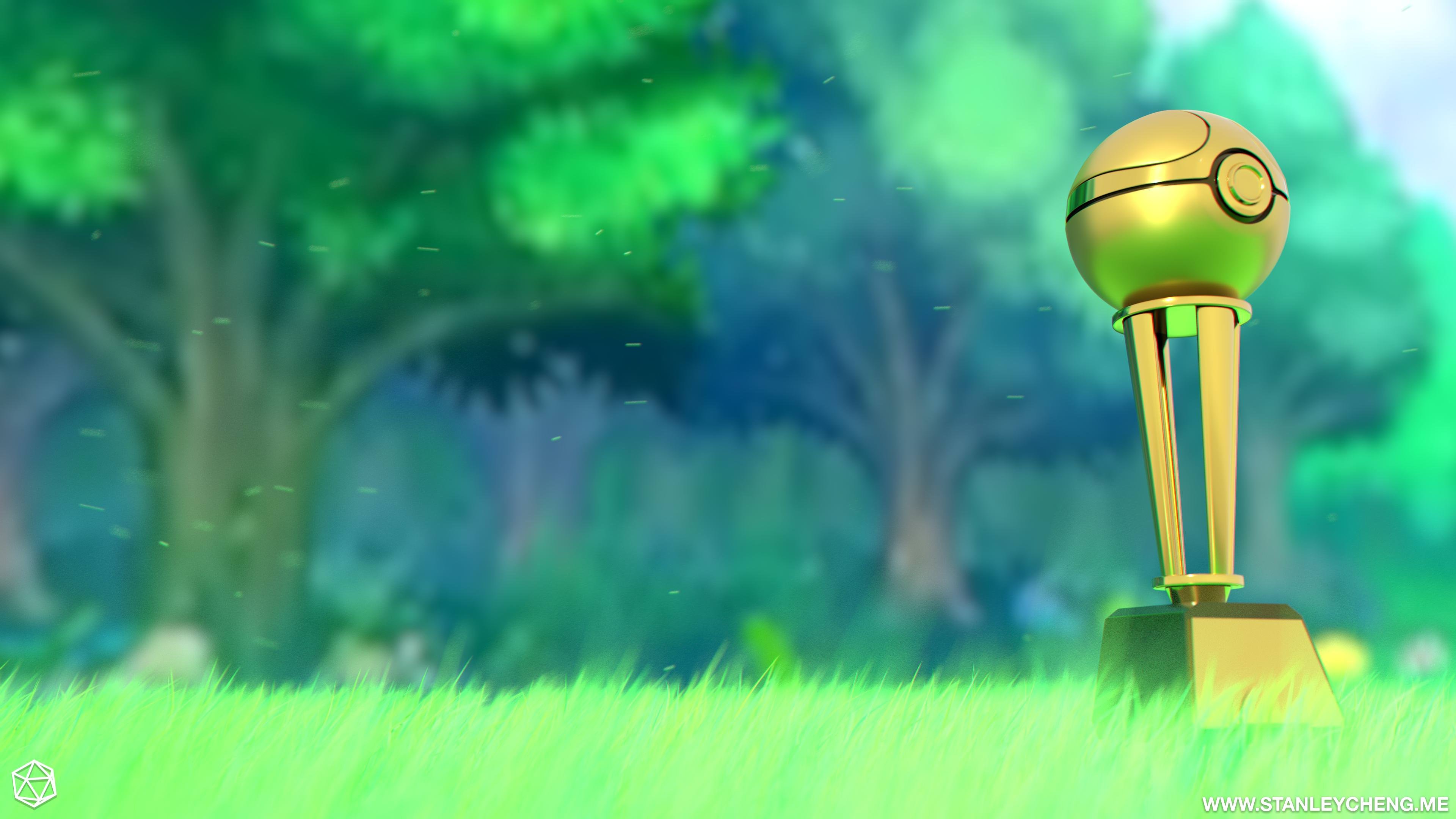 Created a 3D Render of a Pokemon Trophy in the Grass 4K wallpaper