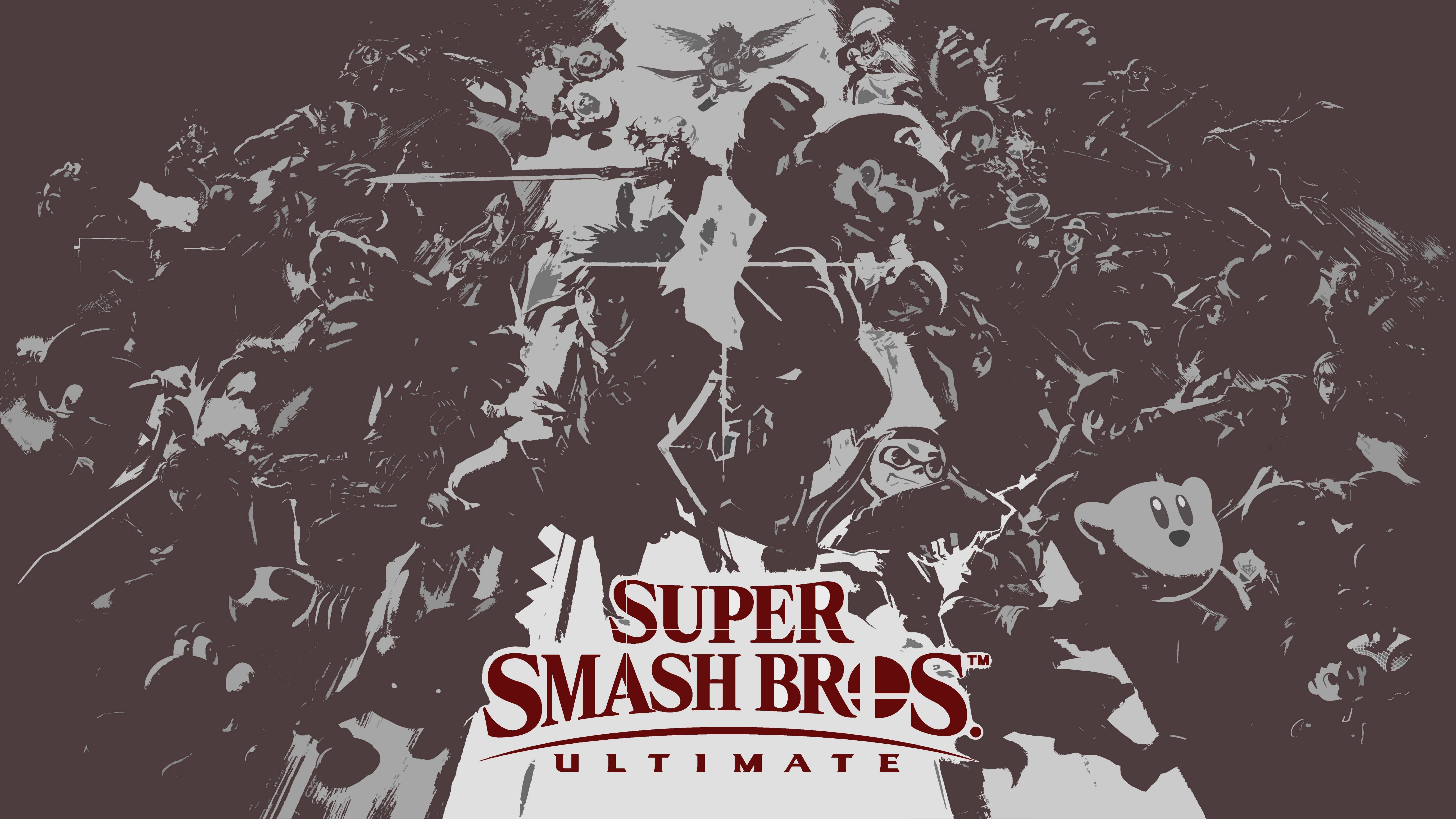 Smash Bros Ultimate Grey Red 4k Wallpaper