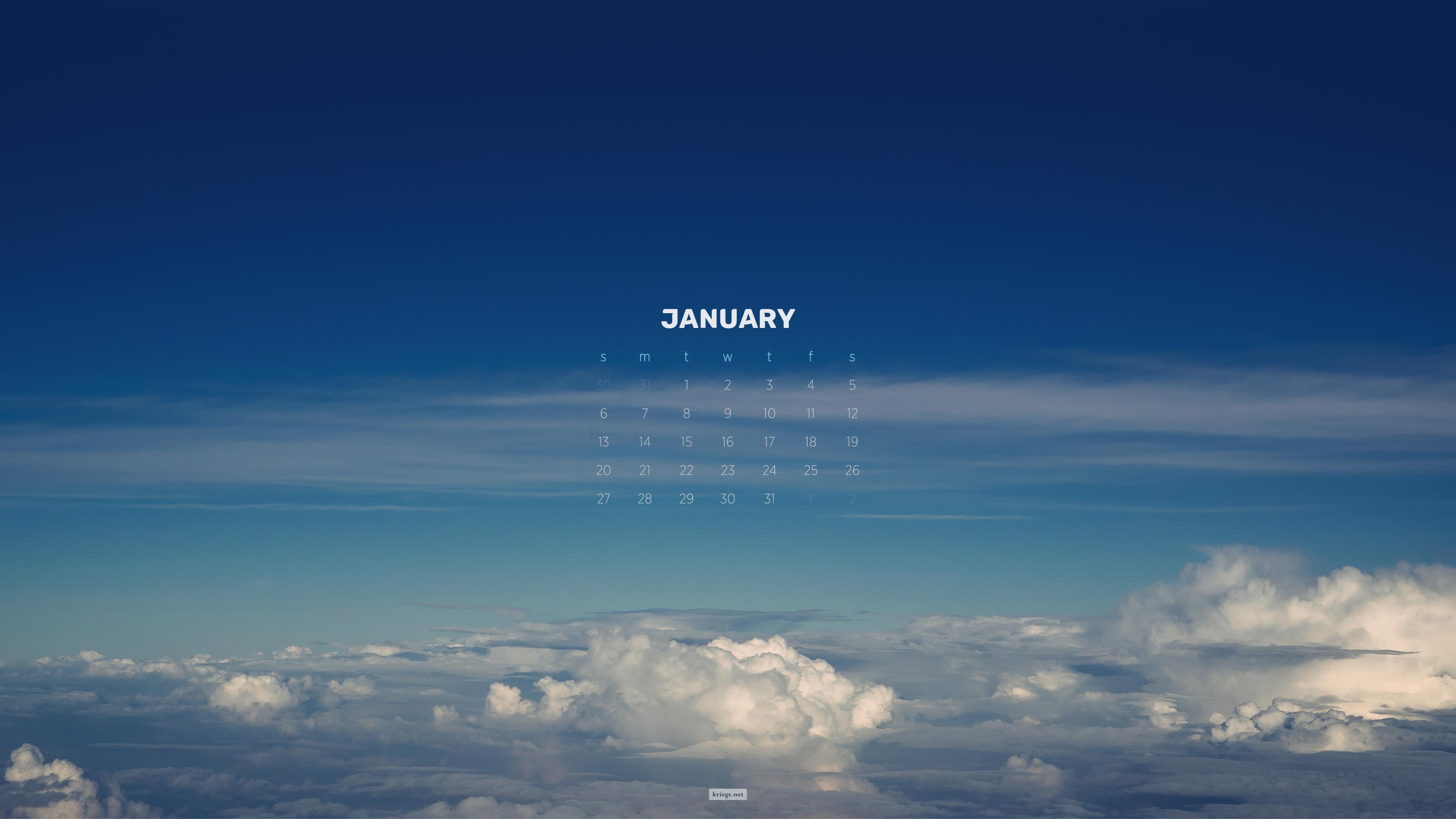 January Calendar 4K wallpaper