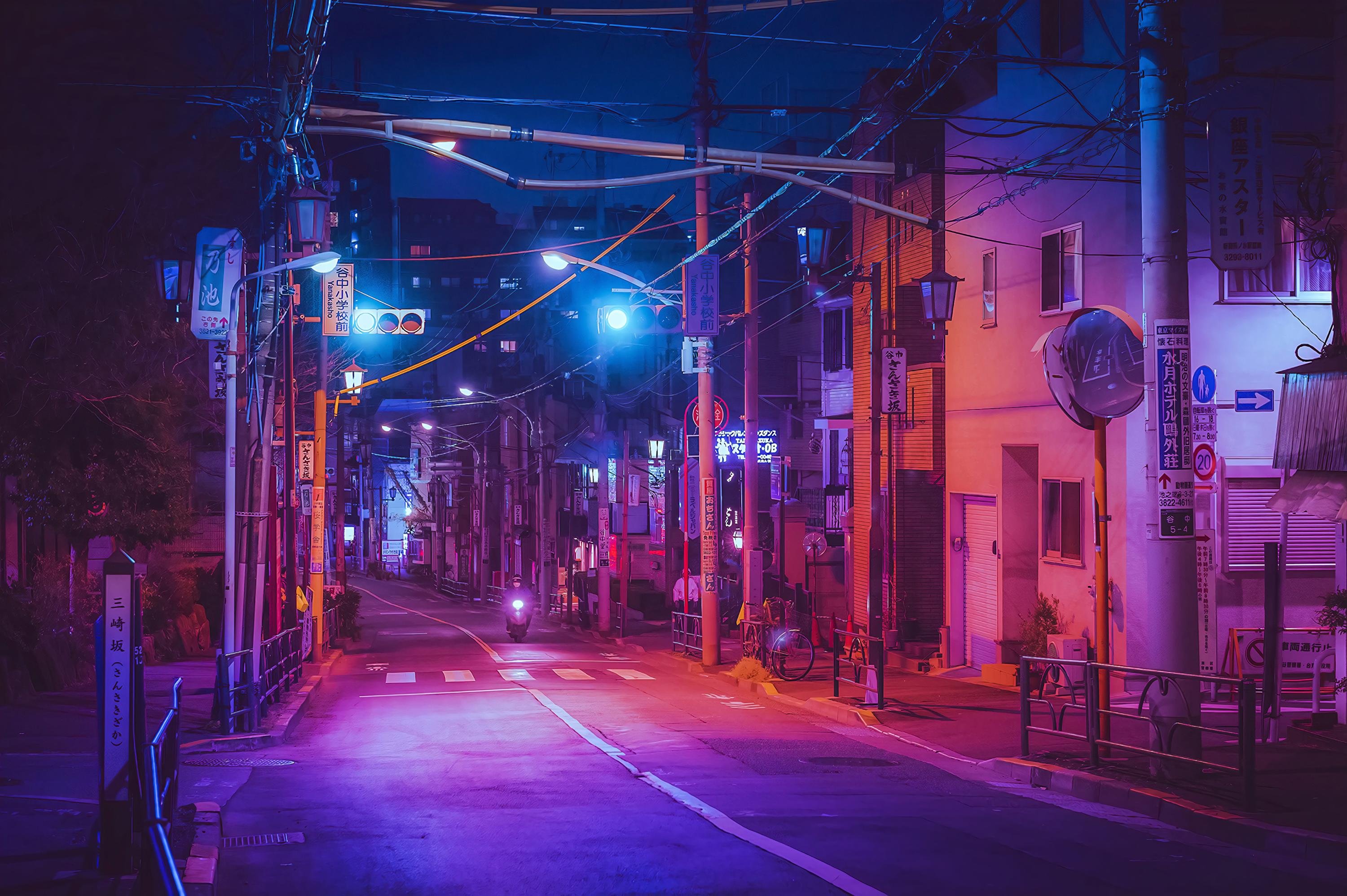 Japan night street almoe anime japan street town HD phone wallpaper   Peakpx