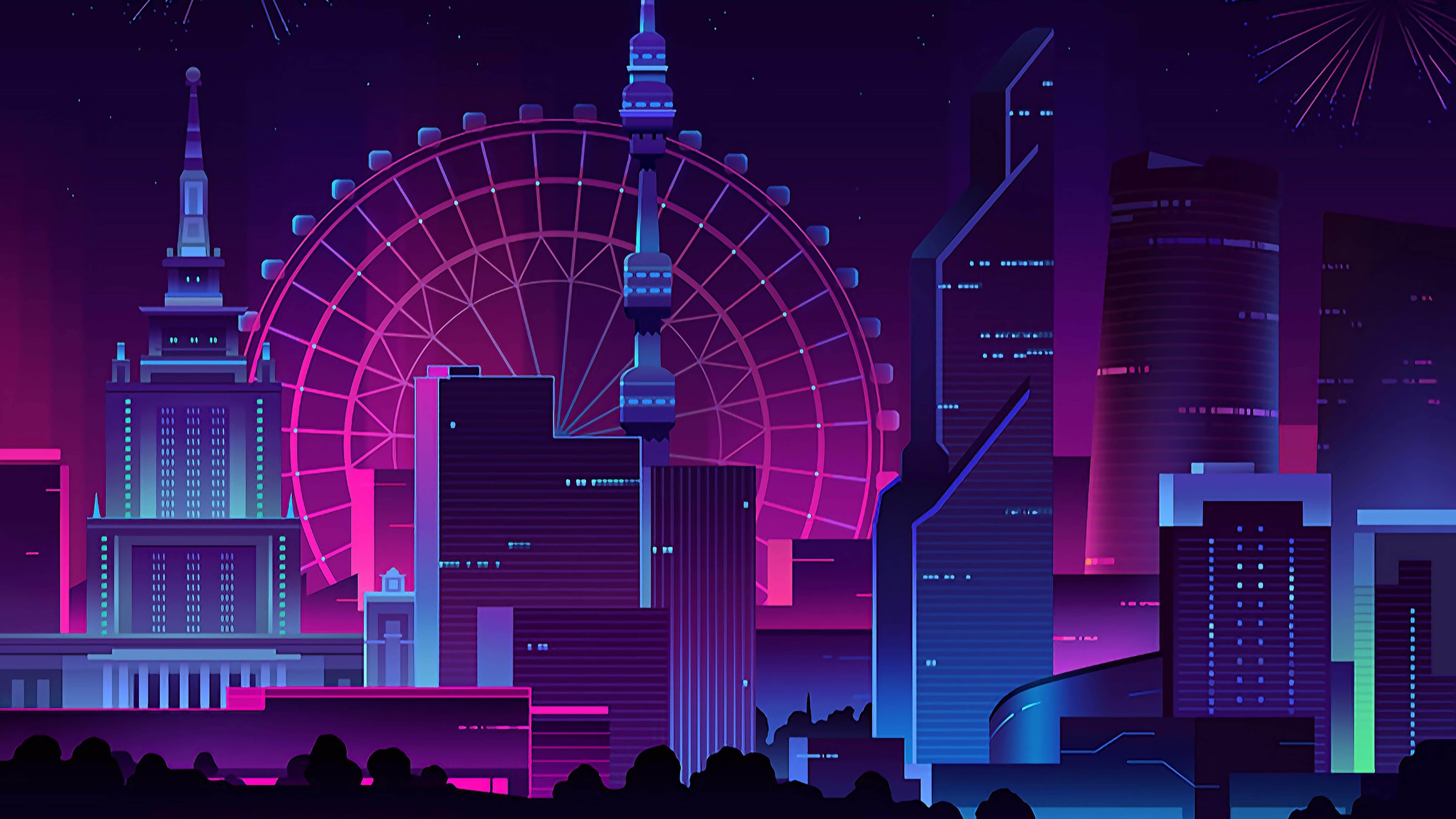 Neon City 4K wallpaper