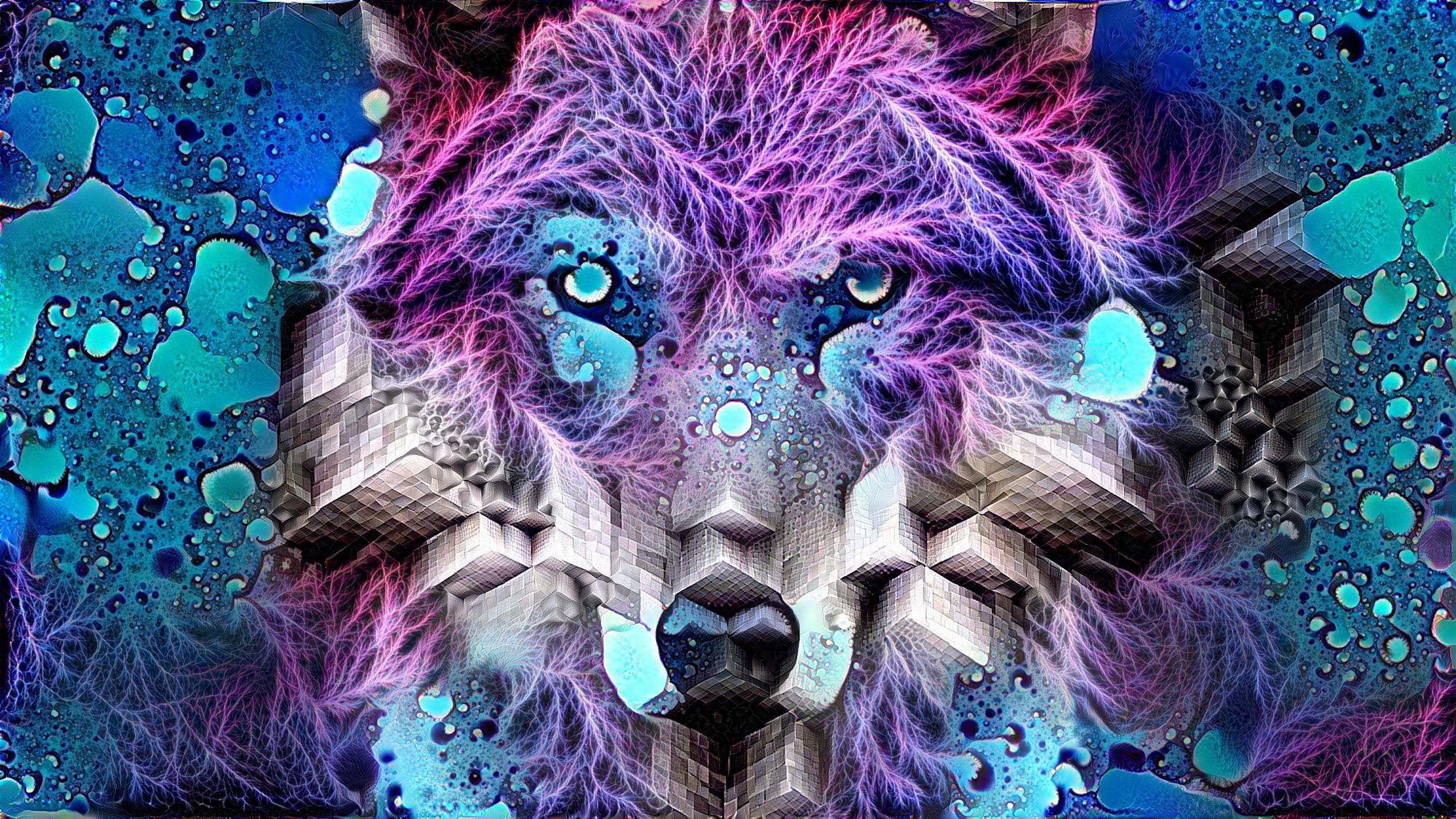 Sci Fi Psychedelic Wolf HD wallpaper