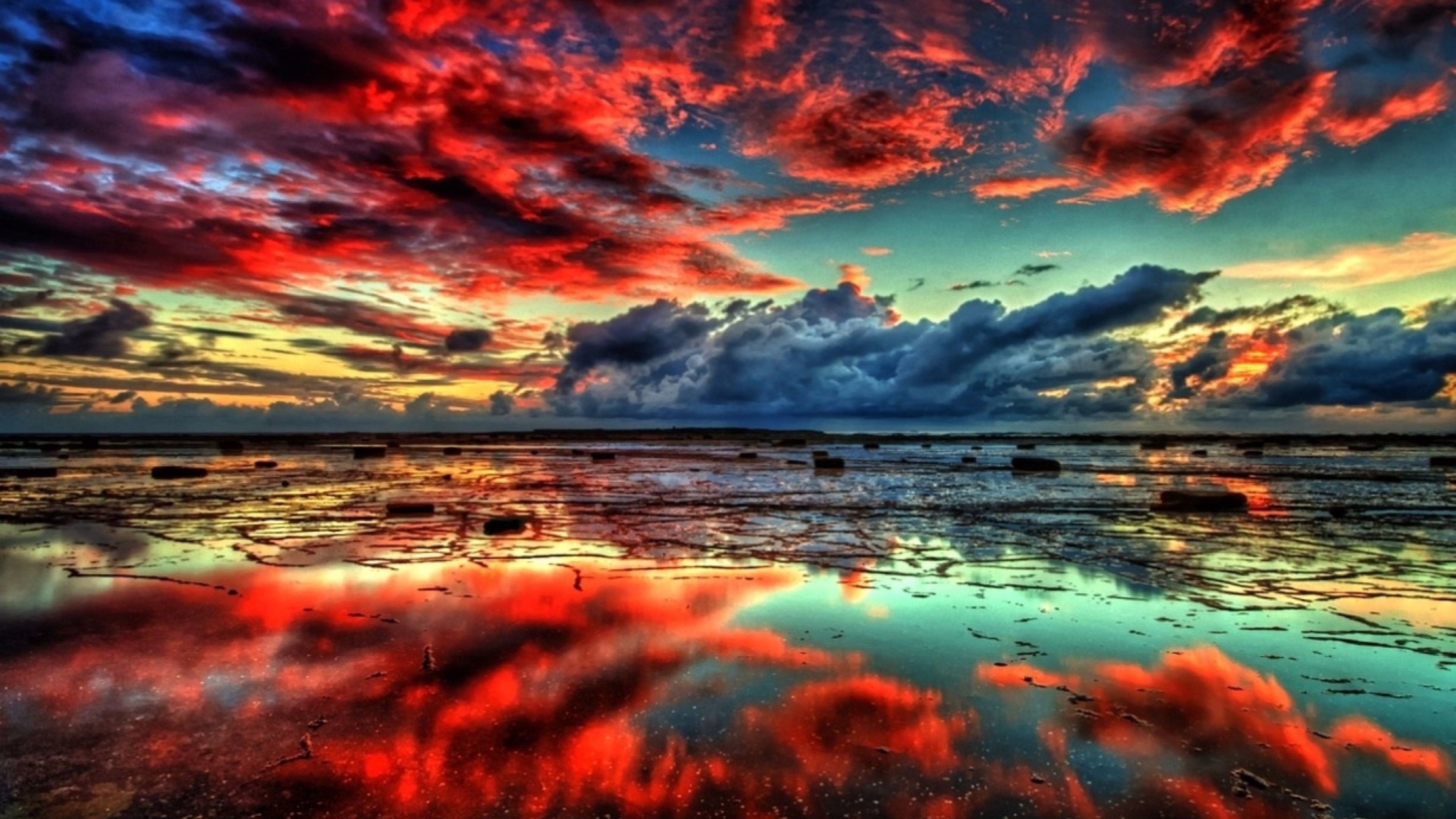 Wallpaper Water, Sunset, Red, Horizon, Reflection, Background - Download  Free Image