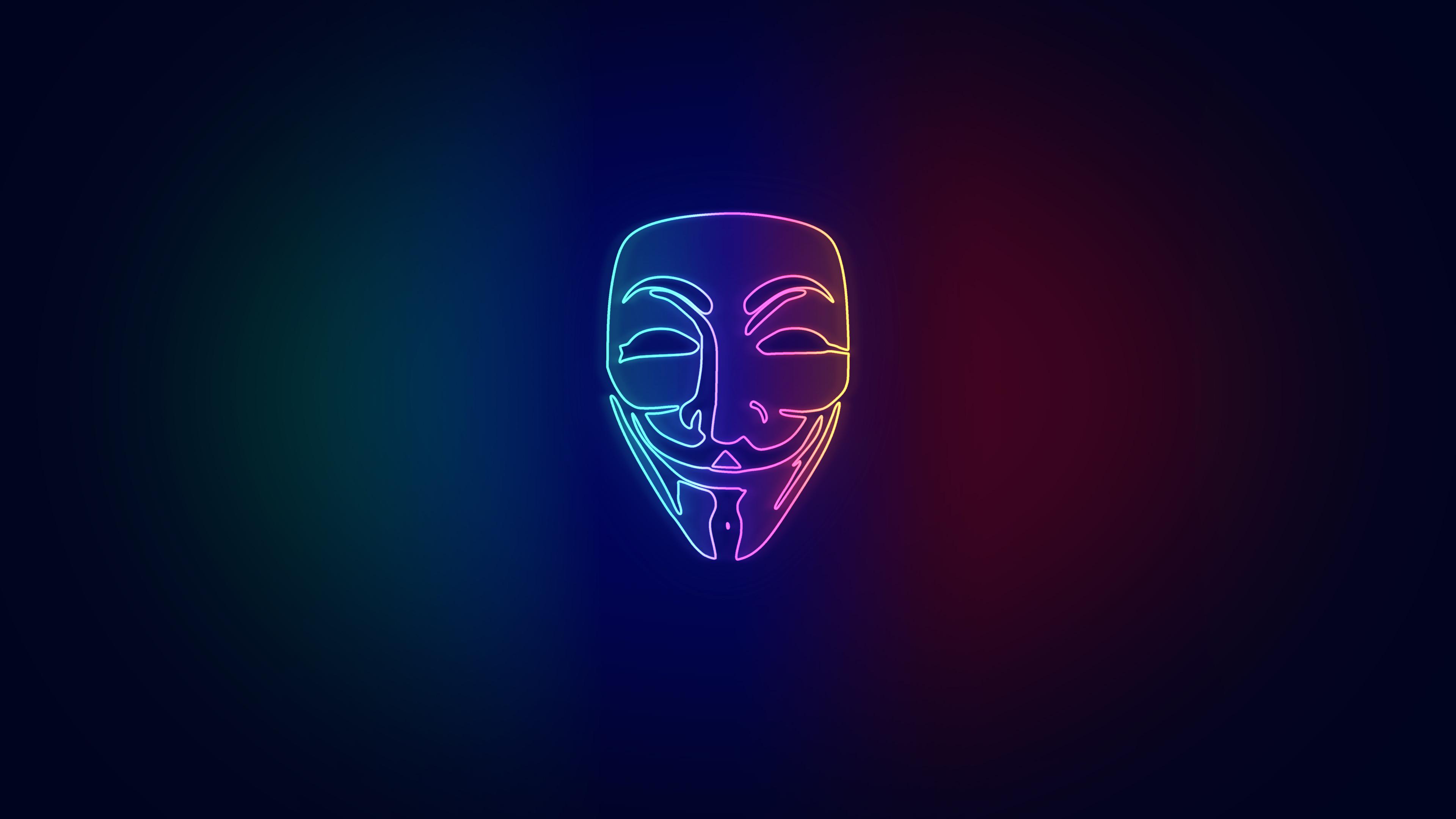 Anonymous Mask Glowing Eyes Wallpaper 4K 43273