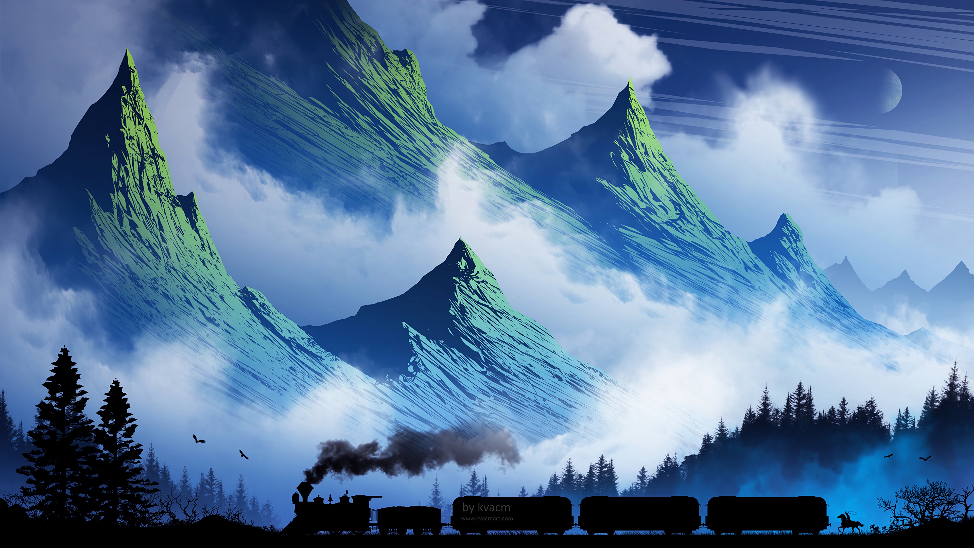 Train Mountains 4K wallpaper