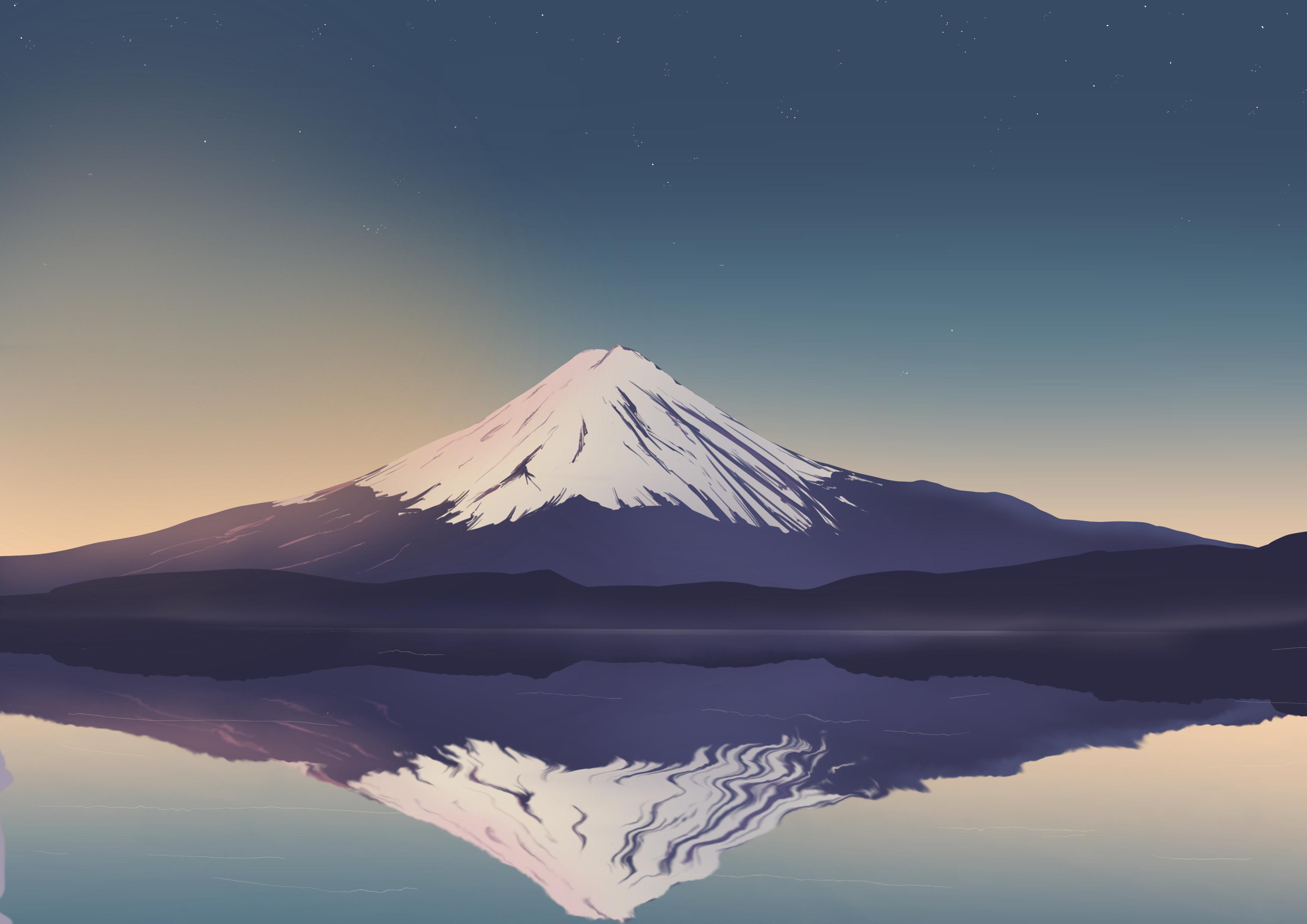 HD wallpaper Mount Fuji Japan landscape calm waters violet lake  clear sky  Wallpaper Flare
