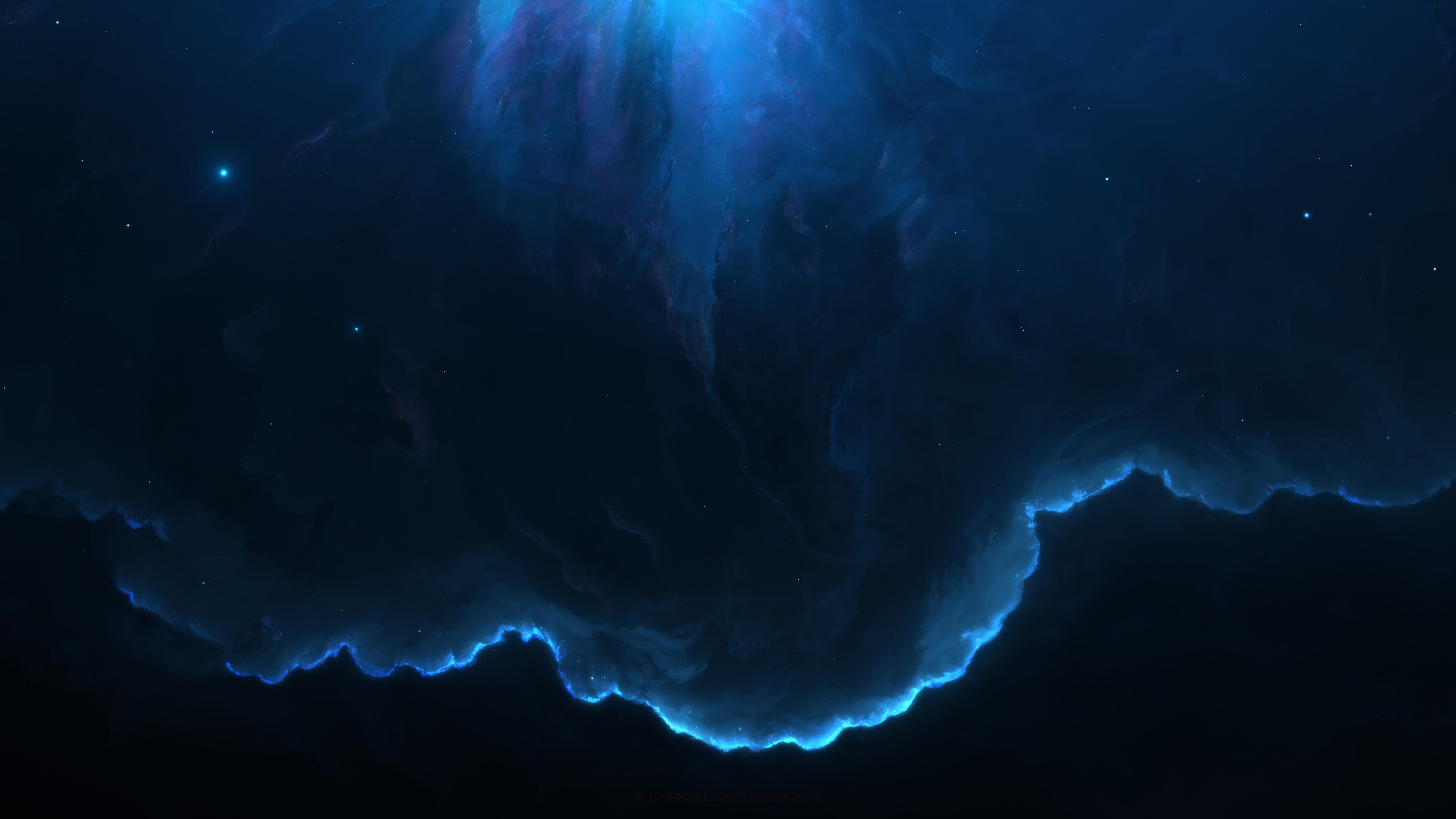 Blue Space Nebula 4K wallpaper