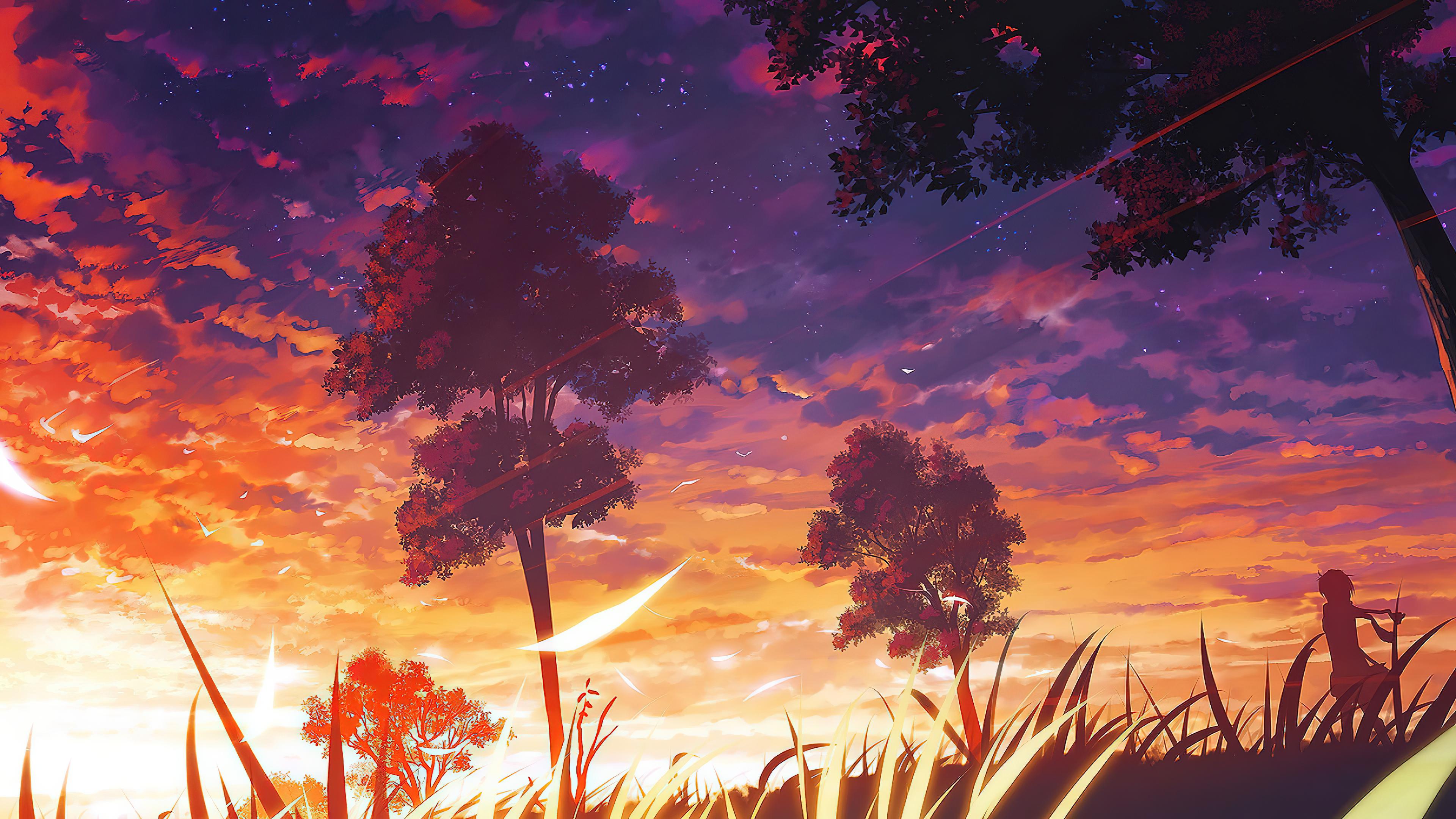 Anime Sunset 4K wallpaper