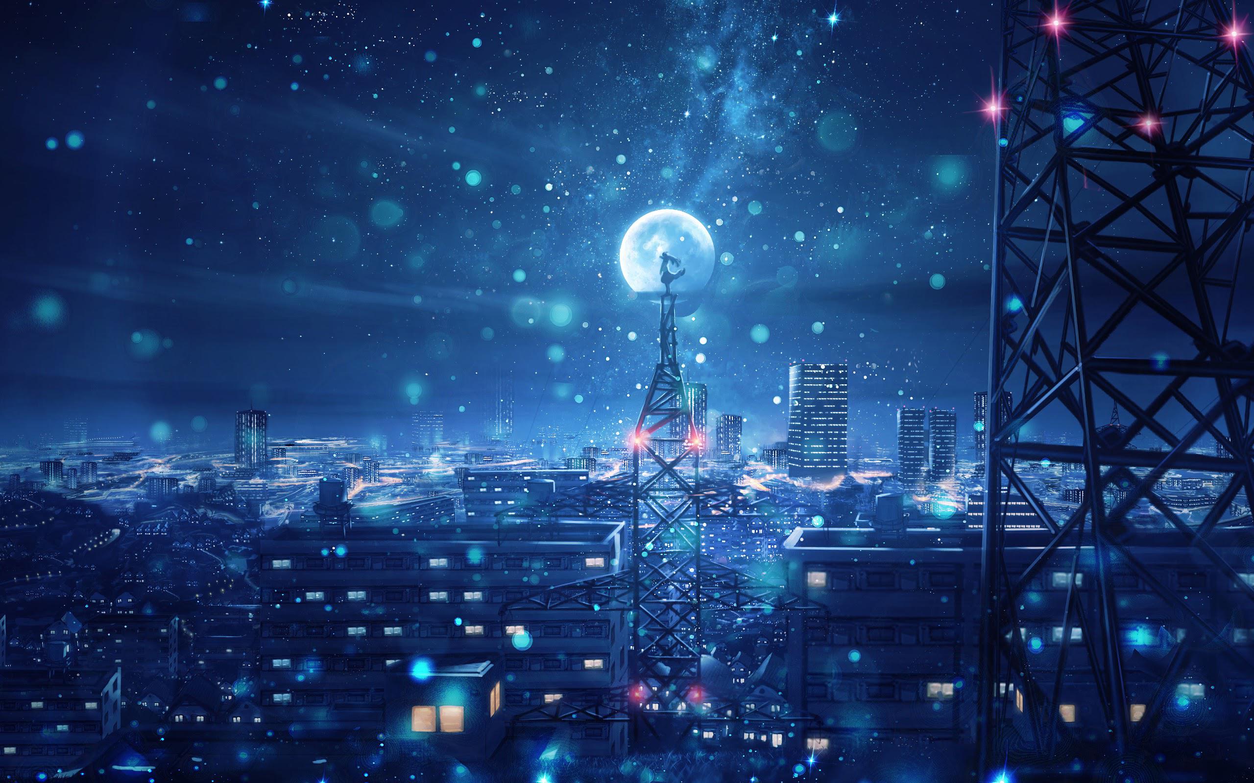 Anime Night 4k Ultra HD Wallpaper by しゅろくshurock