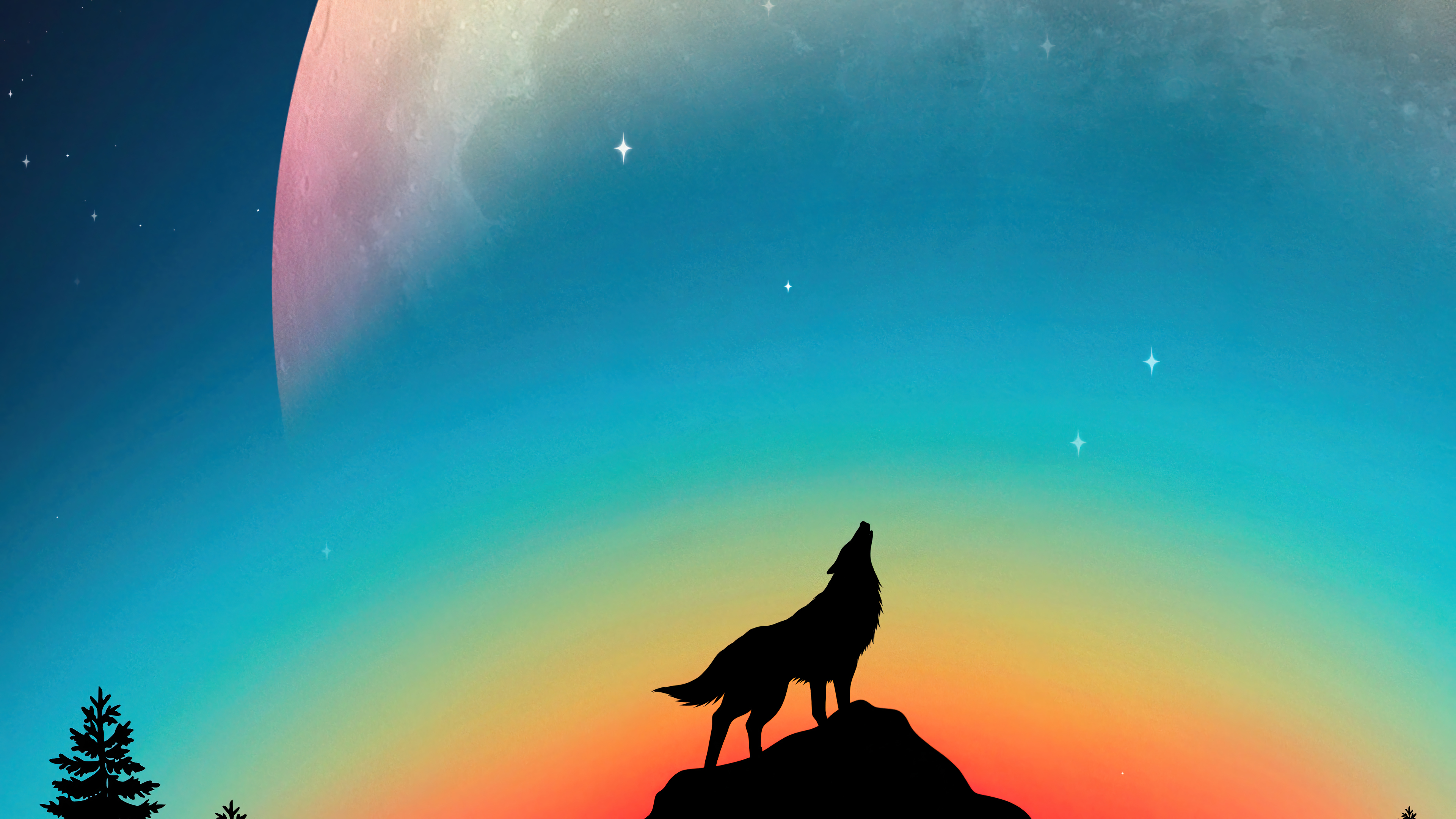 A Wolf Howling to the Moon 4K Wallpaper.