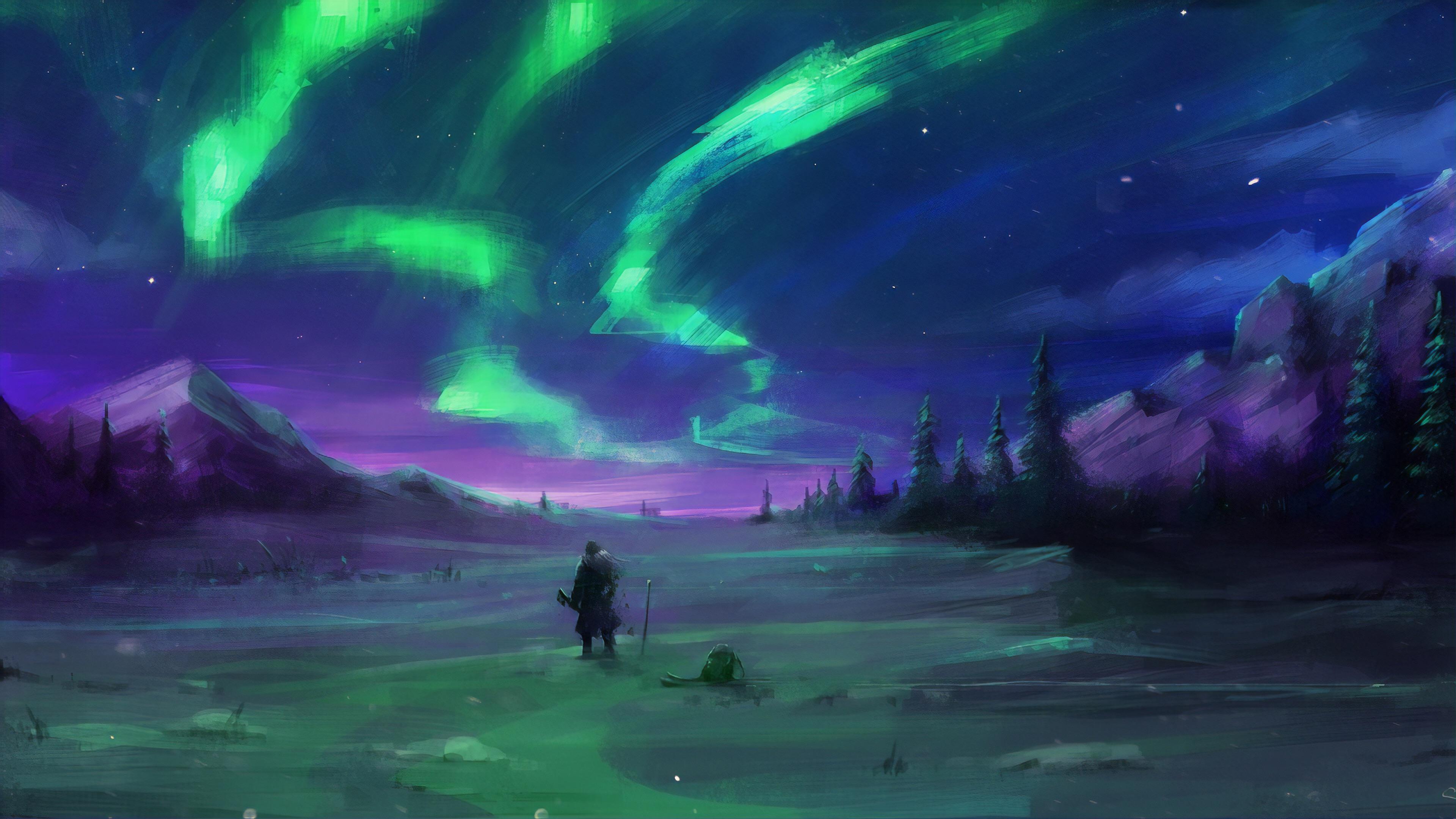 Aurora Borealis Sky 4K wallpaper