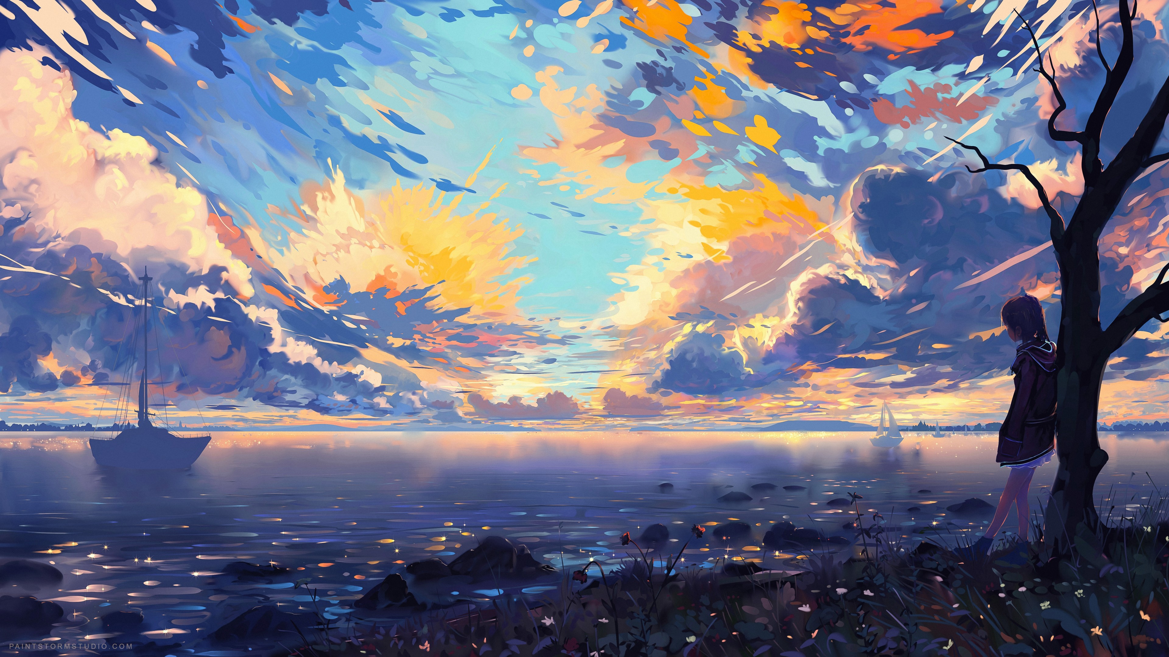 Anime Landscape for Desktop Sea Ships