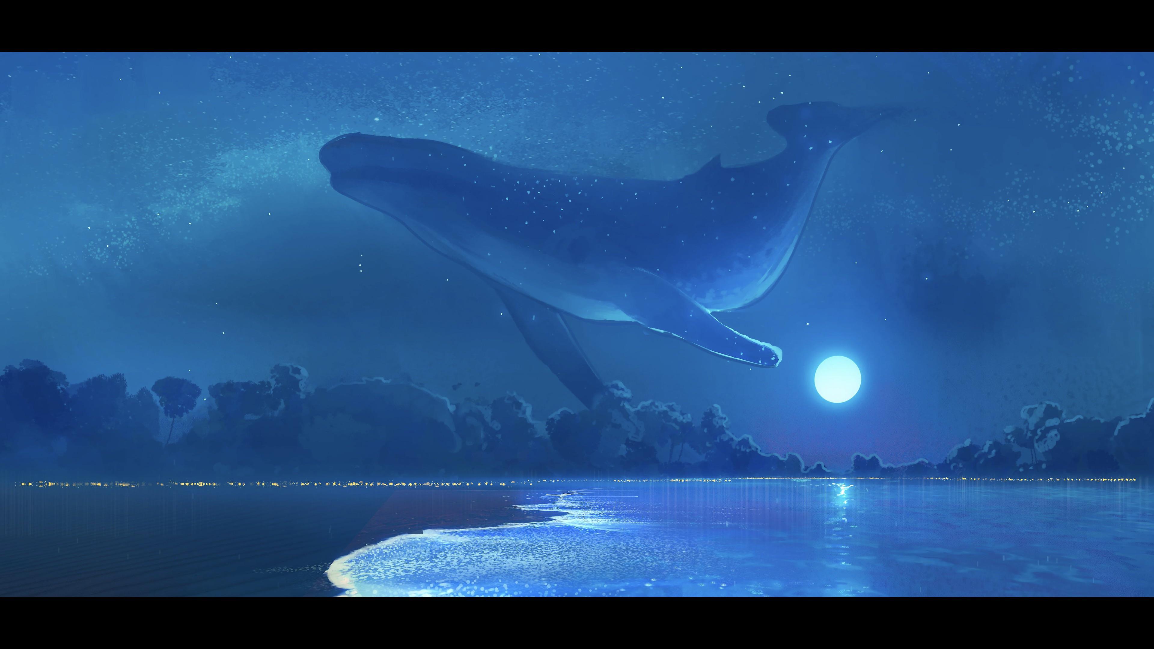 Fantasy Whale 4k Ultra HD Wallpaper by BossLogic