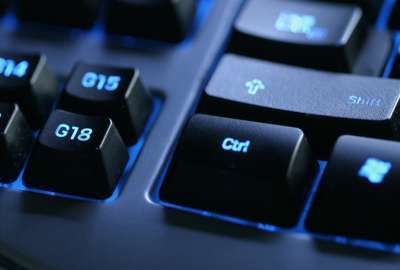 Keyboard Backlit Black Blue Background