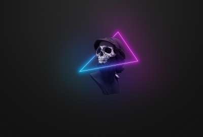 A Bust With a Skull Mask and Neon Lights OC