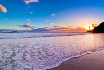 A Romantic Beach With Sun Set