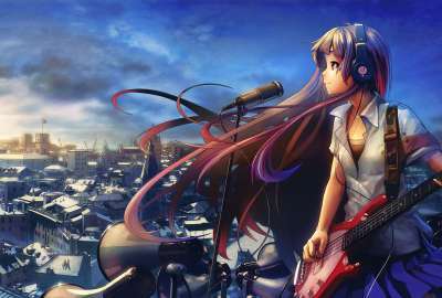 Anime Girl With Guitar Full Hd