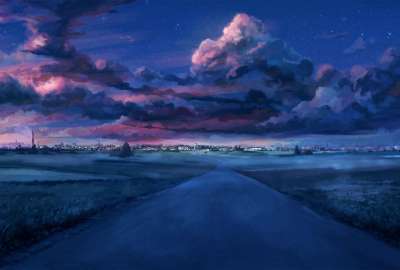 Anime Scenery of Bluish Cloud
