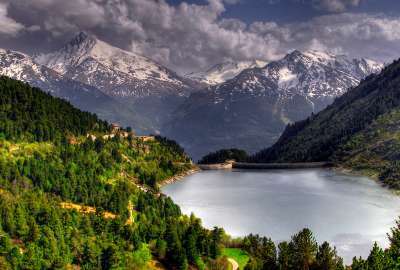 Artificial Mountain Lake Landscape