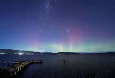 Aurora Borealis Over The Lake